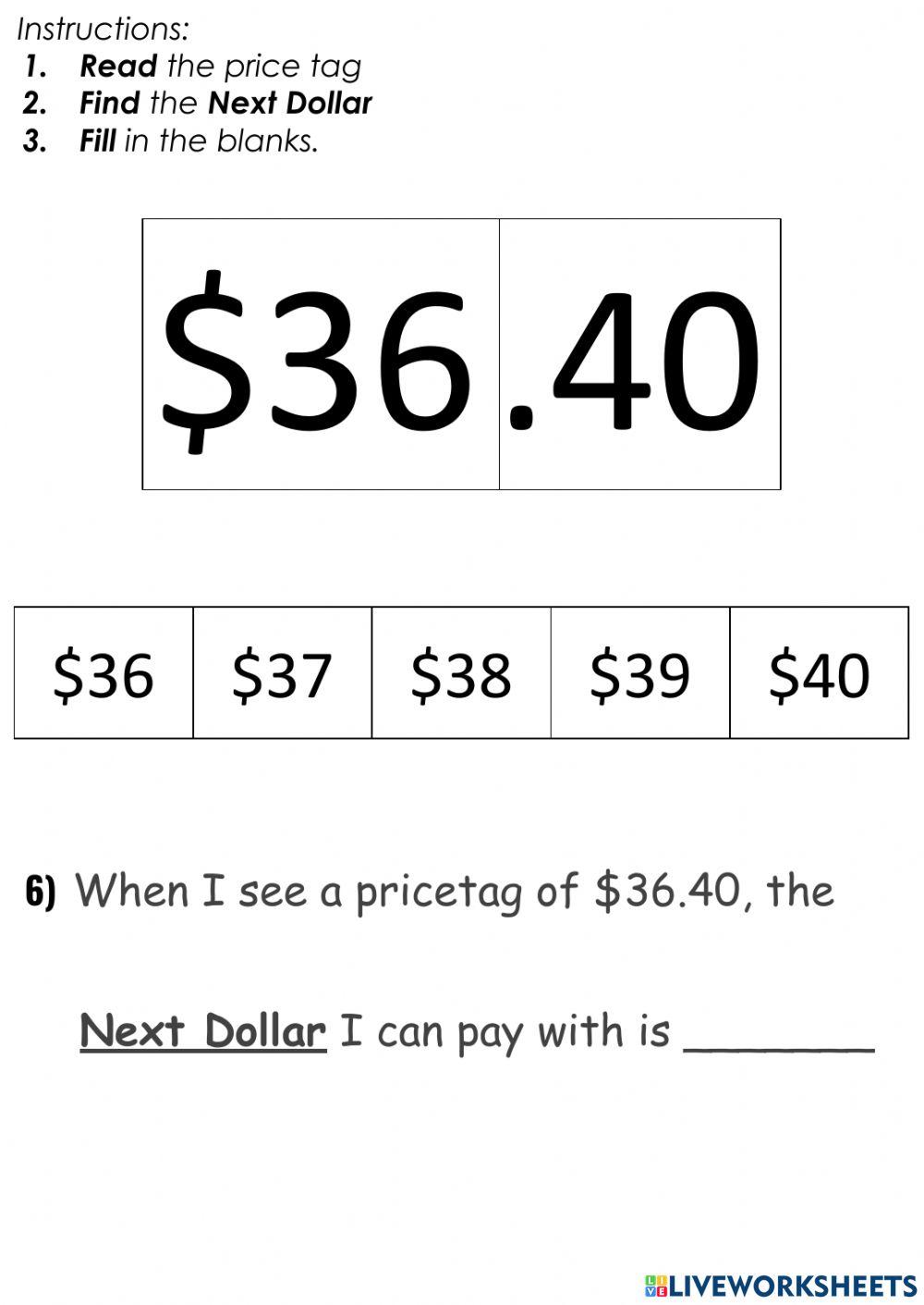 Next dollar practice tier 1