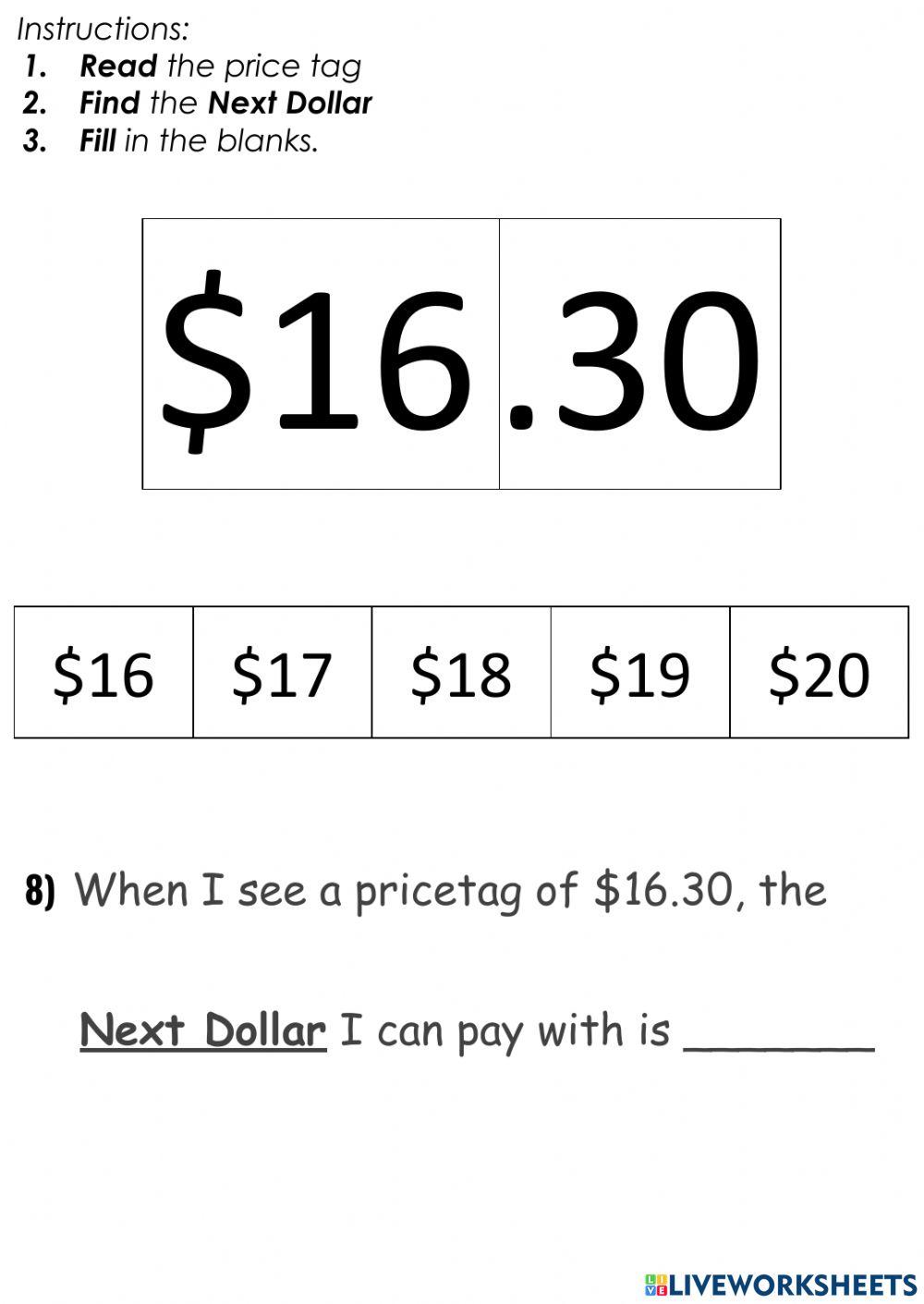 Next dollar practice tier 1