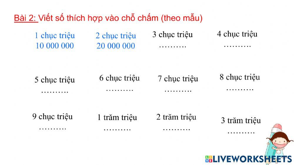 Bài 2 Triệu và lớp triệu