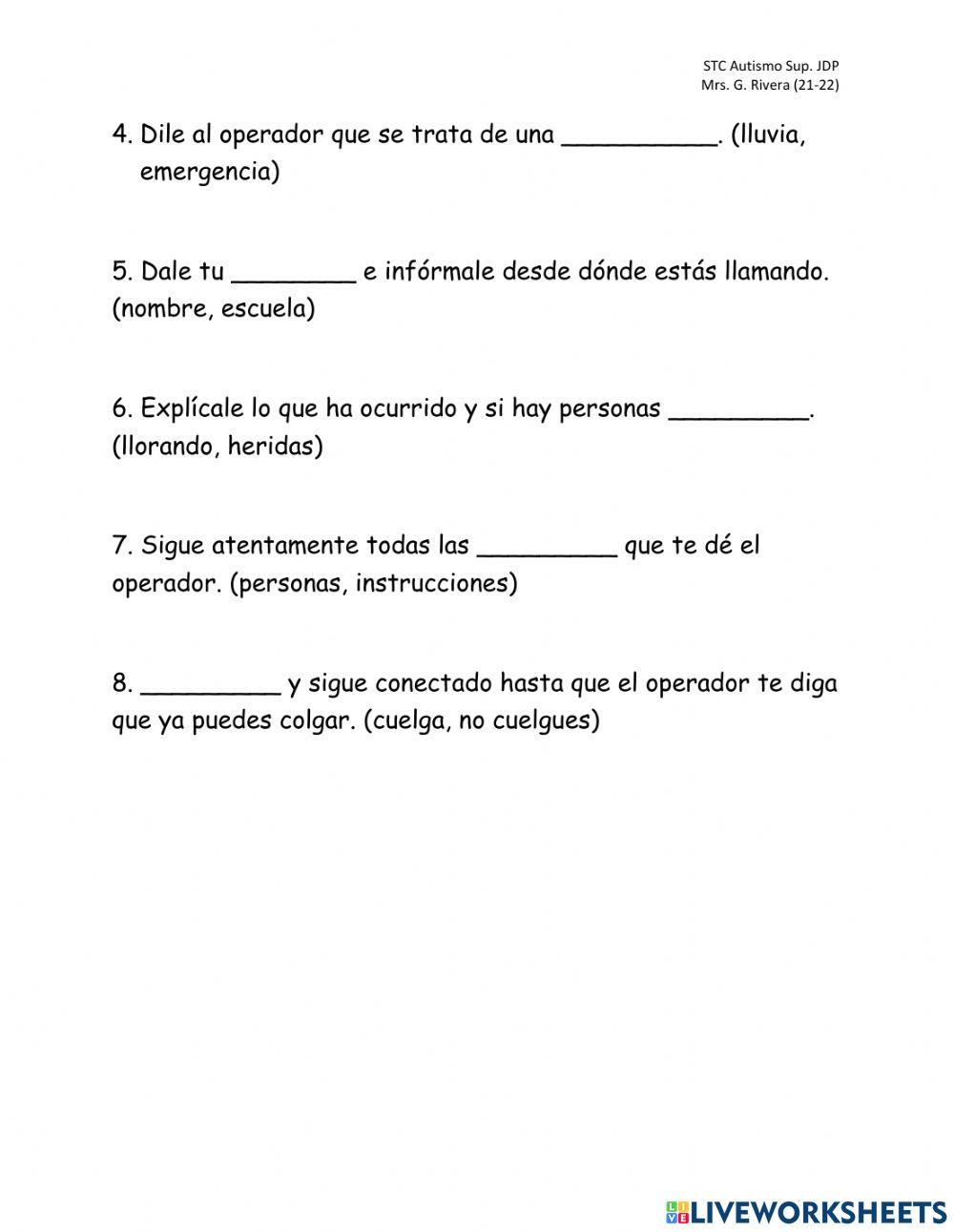Situaciones de emergencias. 13-17 de septiembre.