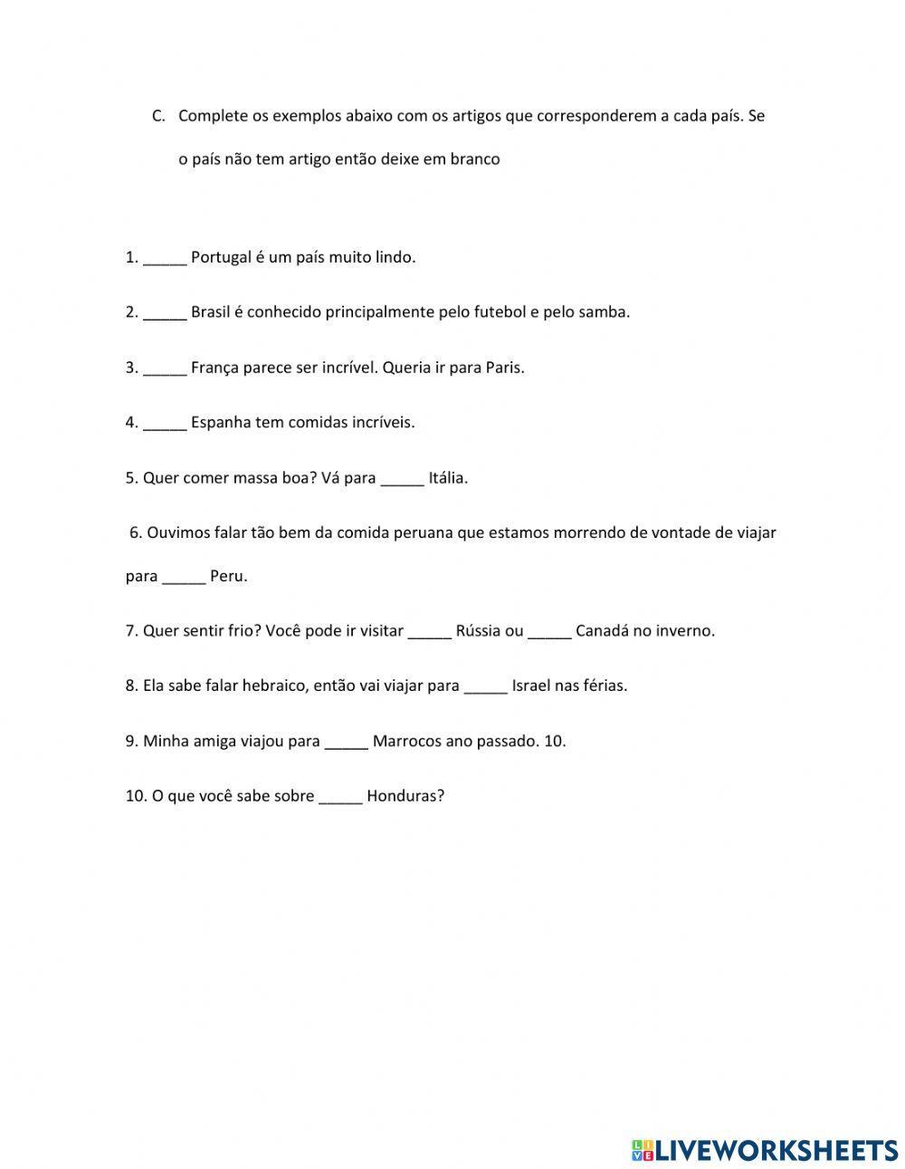 Artigos definidos, indefinidos, preposições e contrações