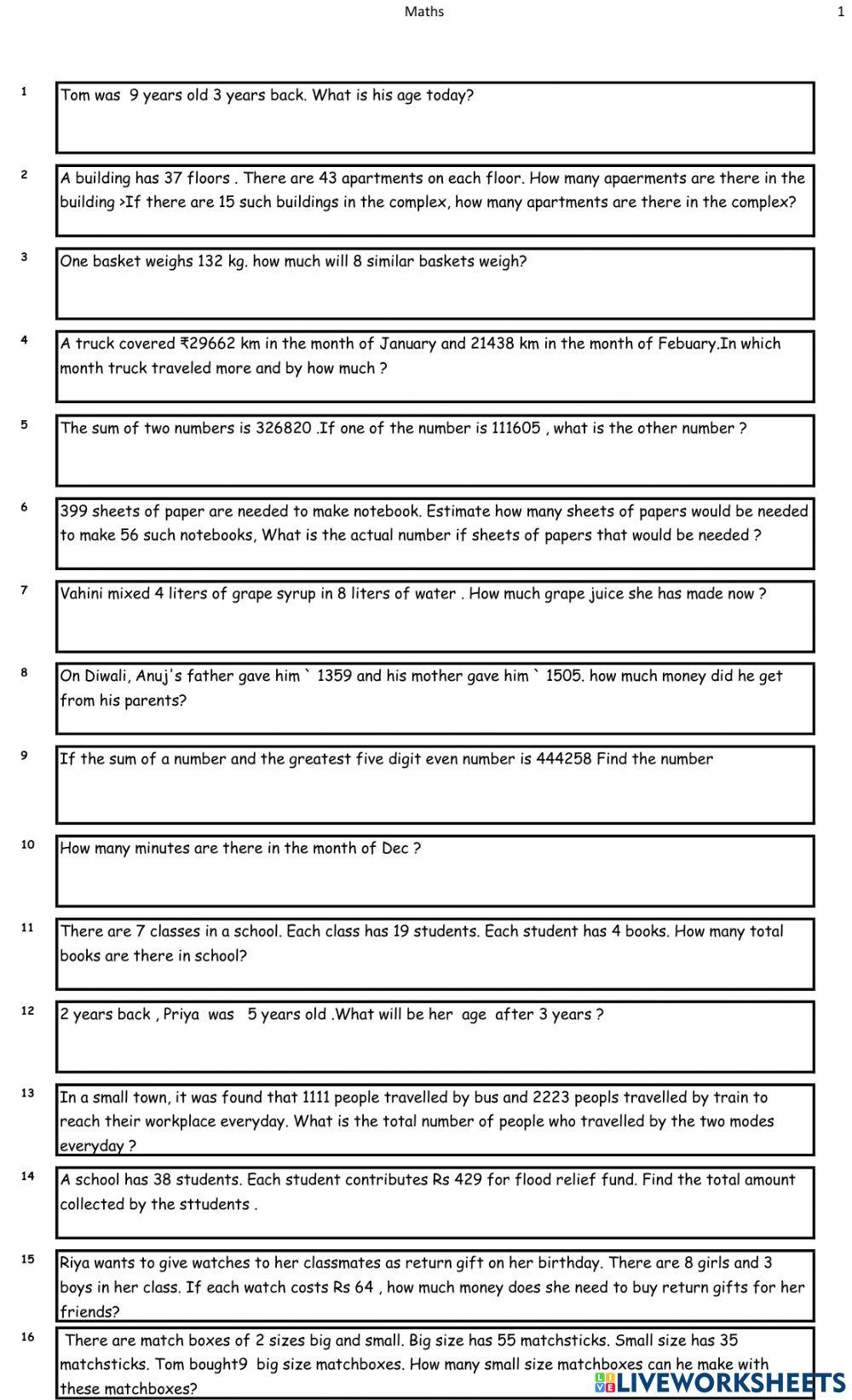 Maths-Chap 1,2,3-Wordproblems