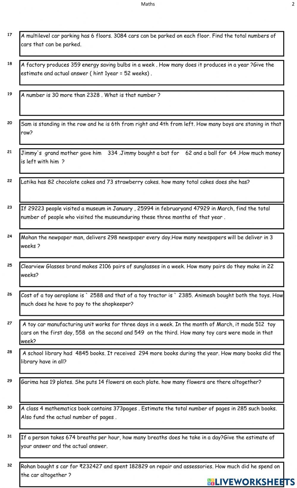 Maths-Chap 1,2,3-Wordproblems