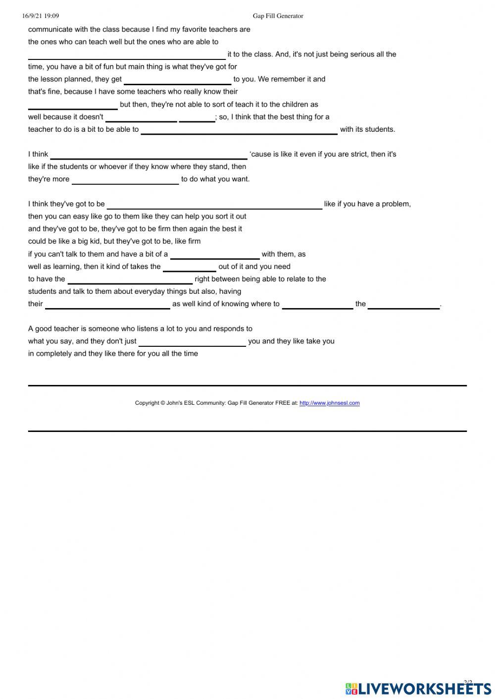 A GOOD TEACHER (listening)