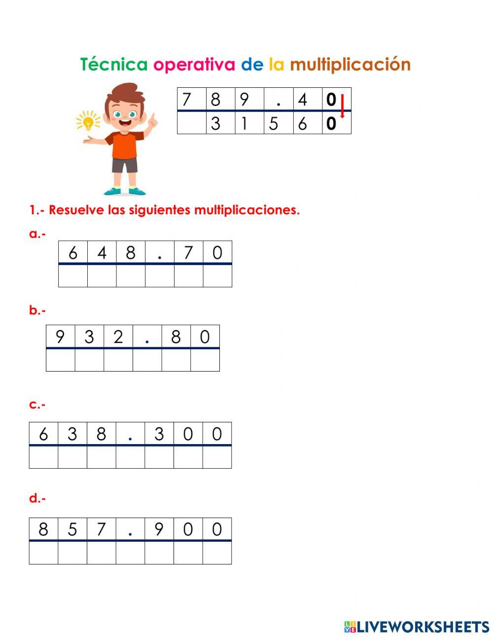 Multiplicaciones por cantidades puras