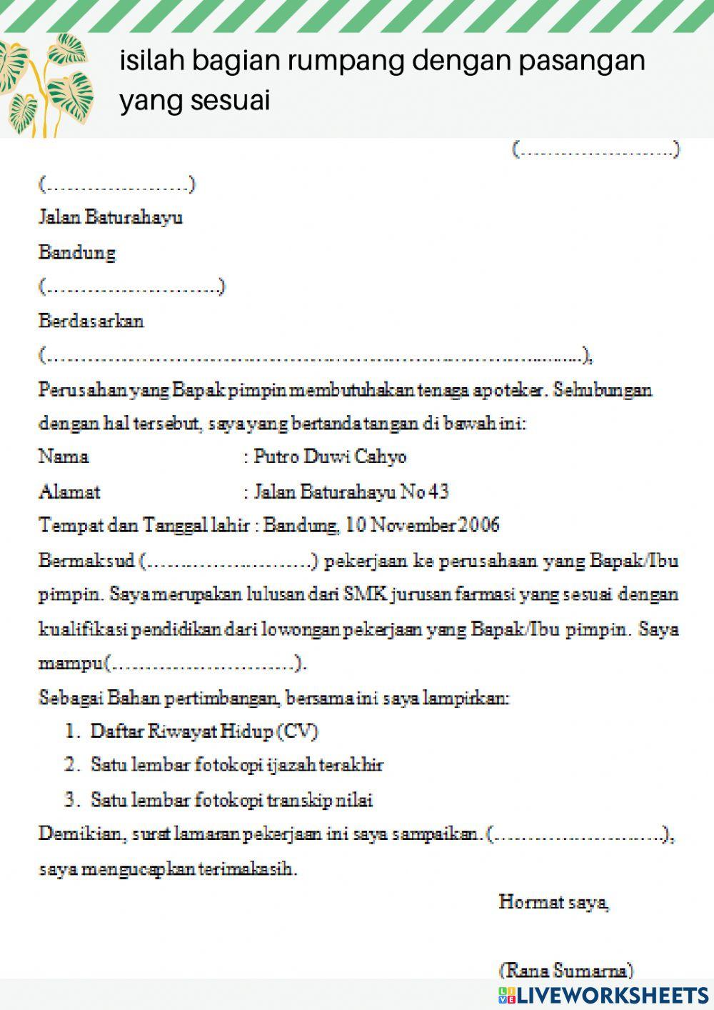 Kebahasaan  surat lamaran pekerjaan