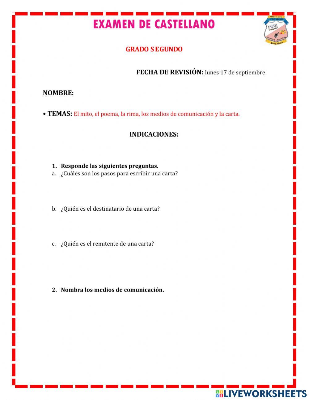 Examen de castellano