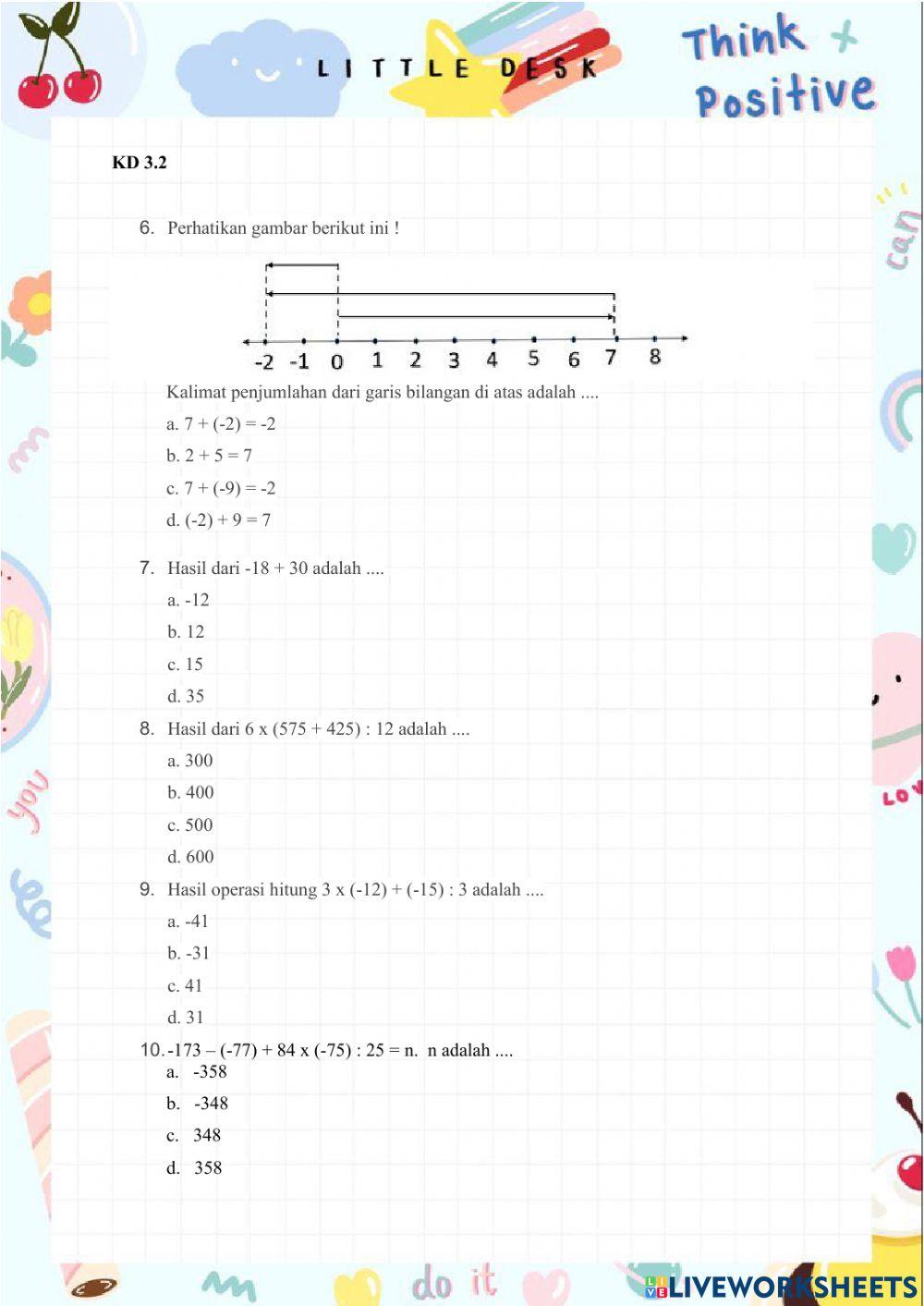 Latihan PTS Matematika