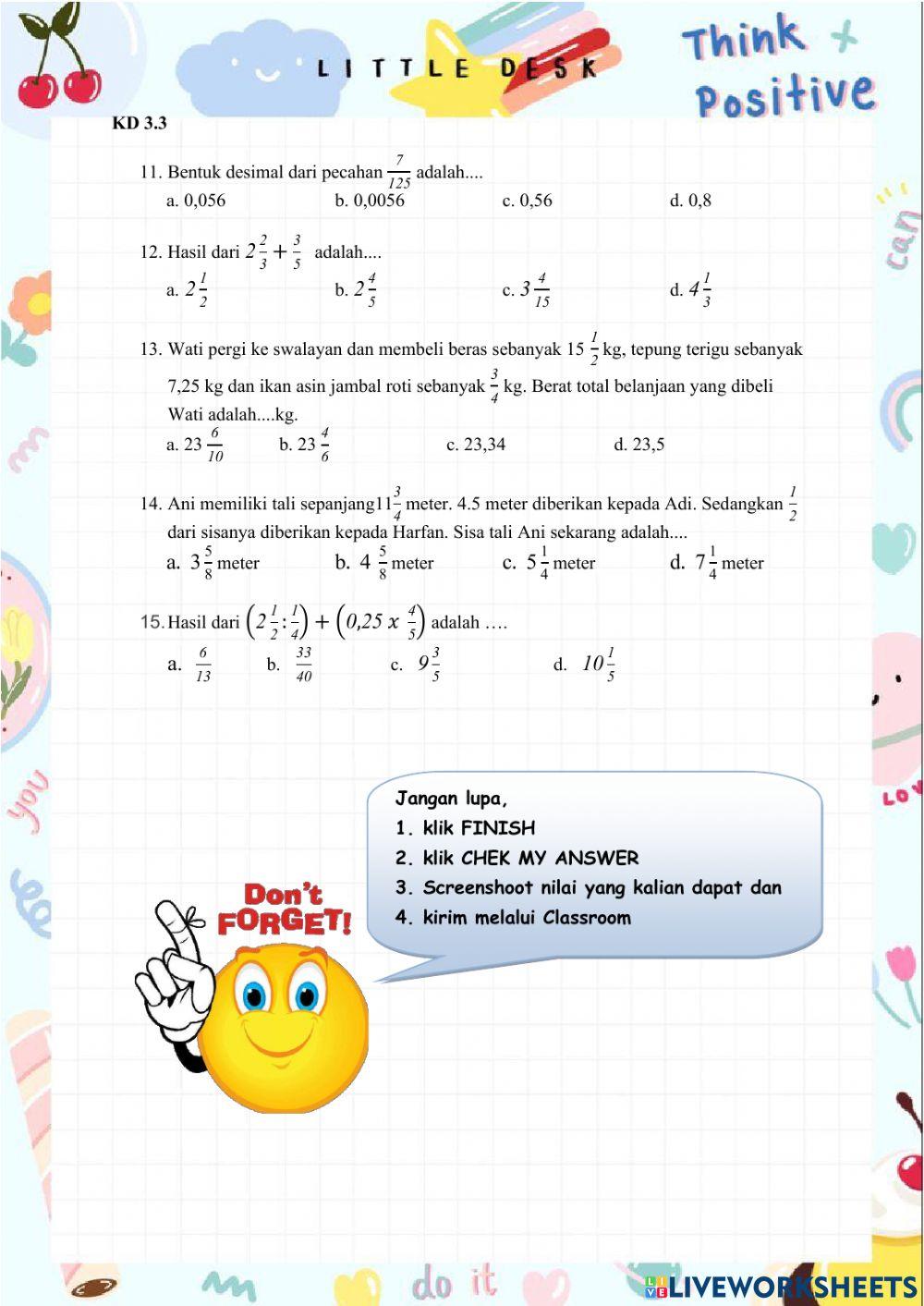 Latihan PTS Matematika