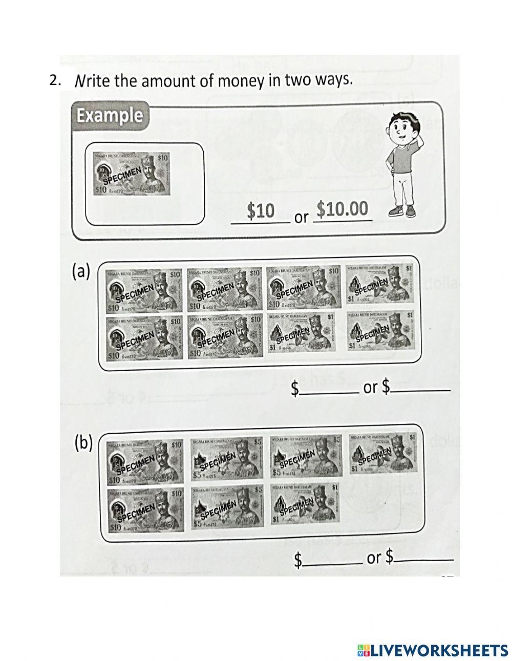 Money: Counting Dollars and cents online exercise for | Live Worksheets