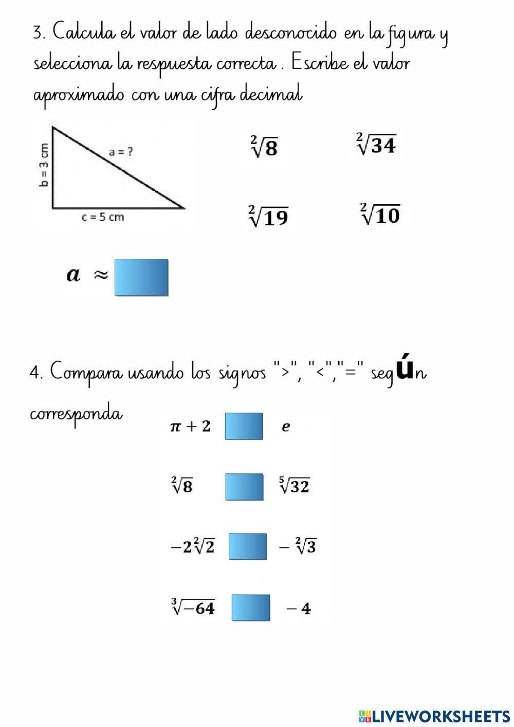 numeros irracionales taller