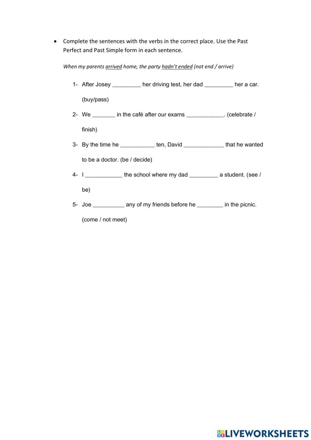 Past Perfect and Past Simple