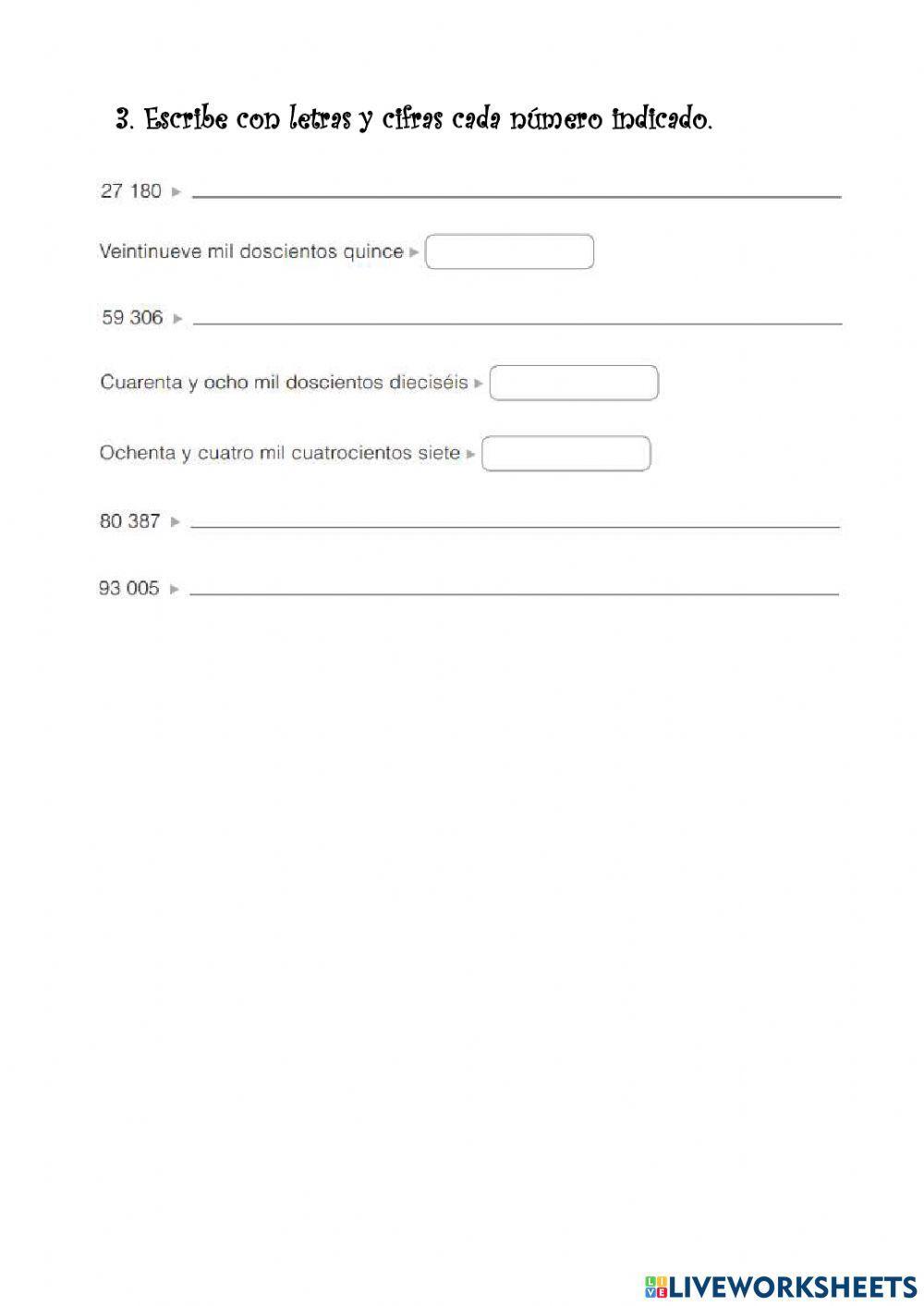 Números de cinco cifras