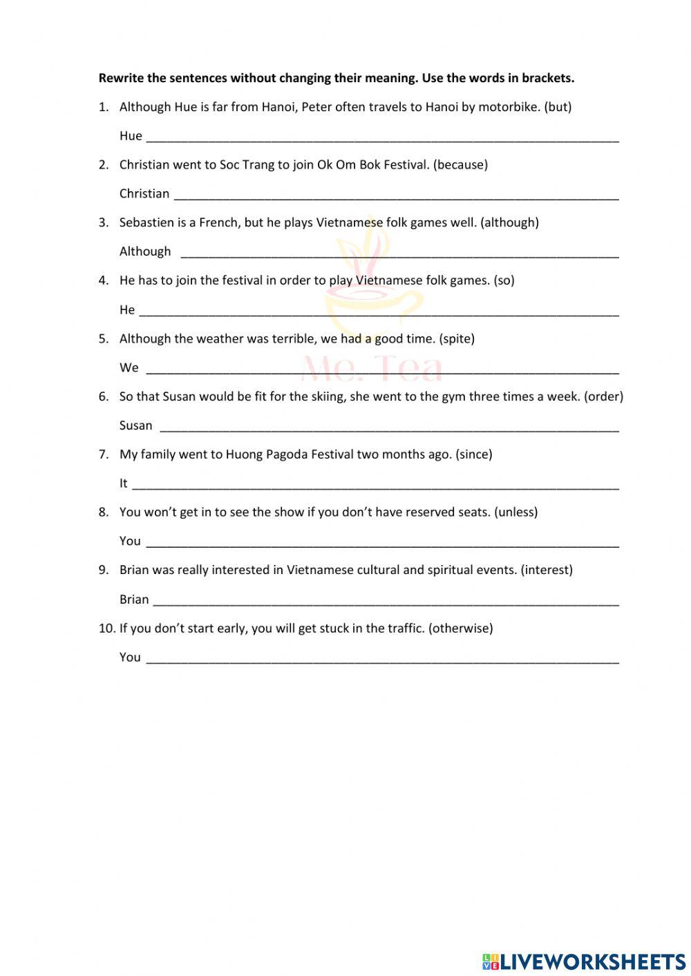 Grade 8 - Unit 5 - Ex. 15 D.