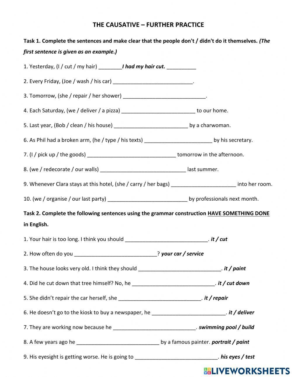 The causative - Further practice