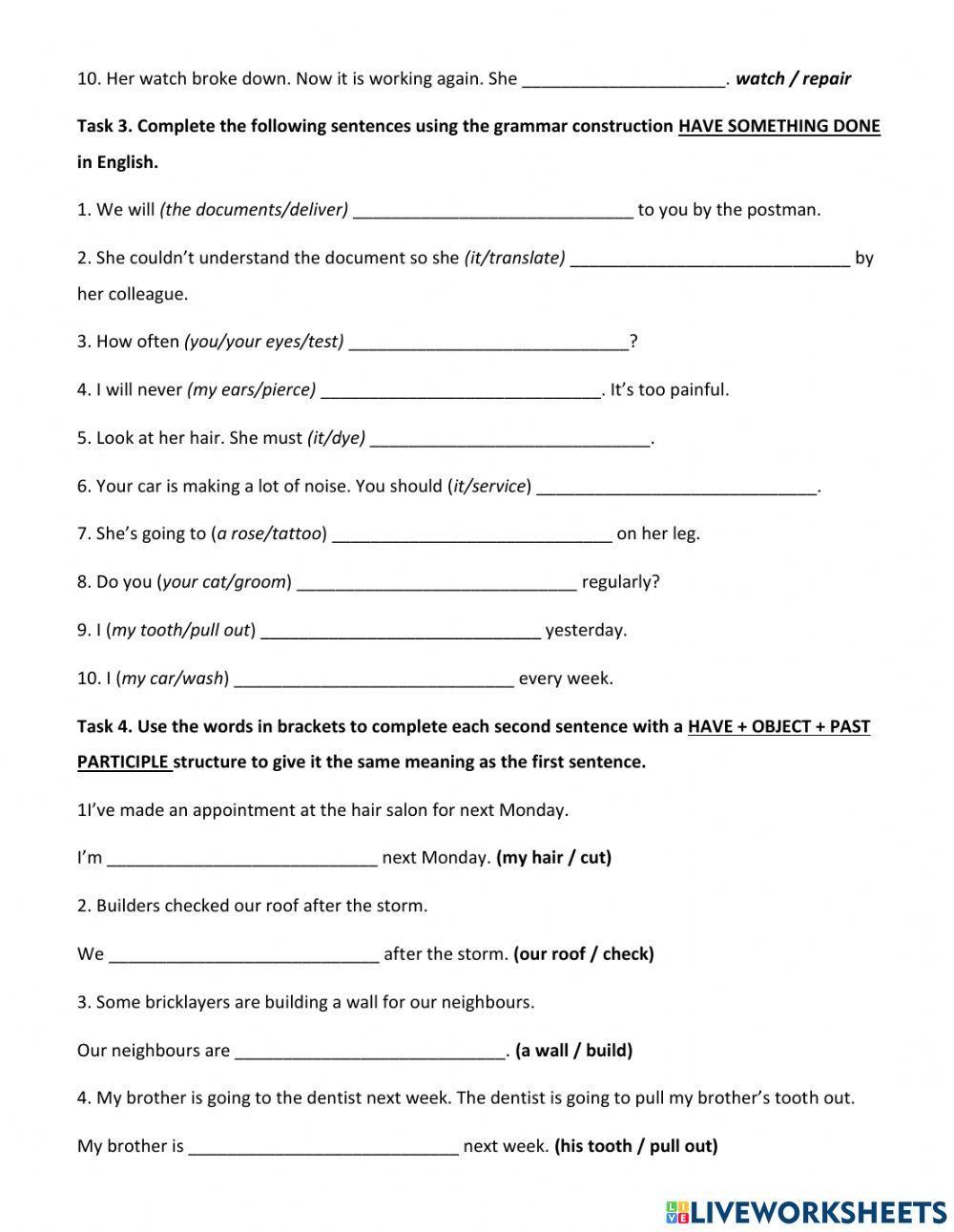 The causative - Further practice