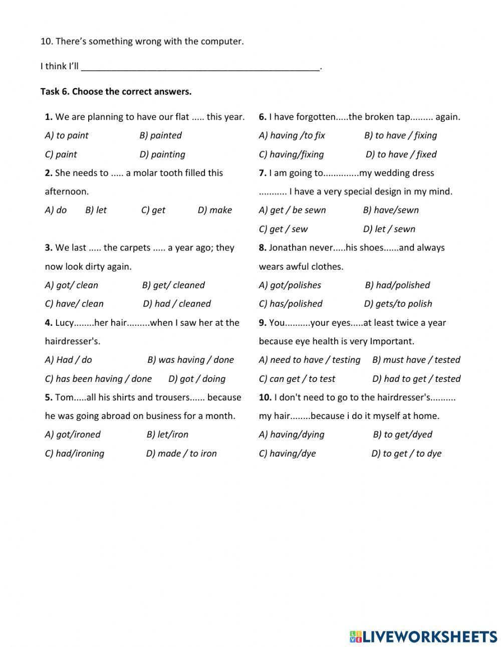 The causative - Further practice