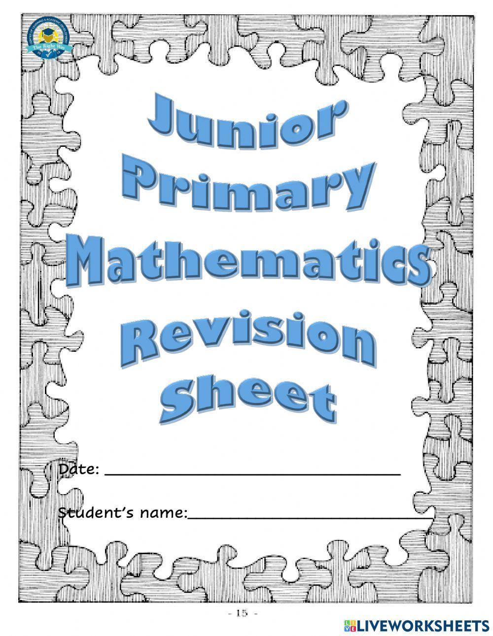 Mathematics Revision Sheet-1 Mathematics Revision Sheet-1