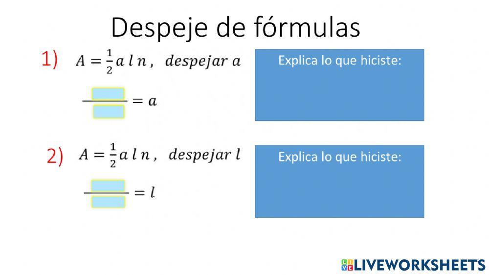 Despeje de fórmulas