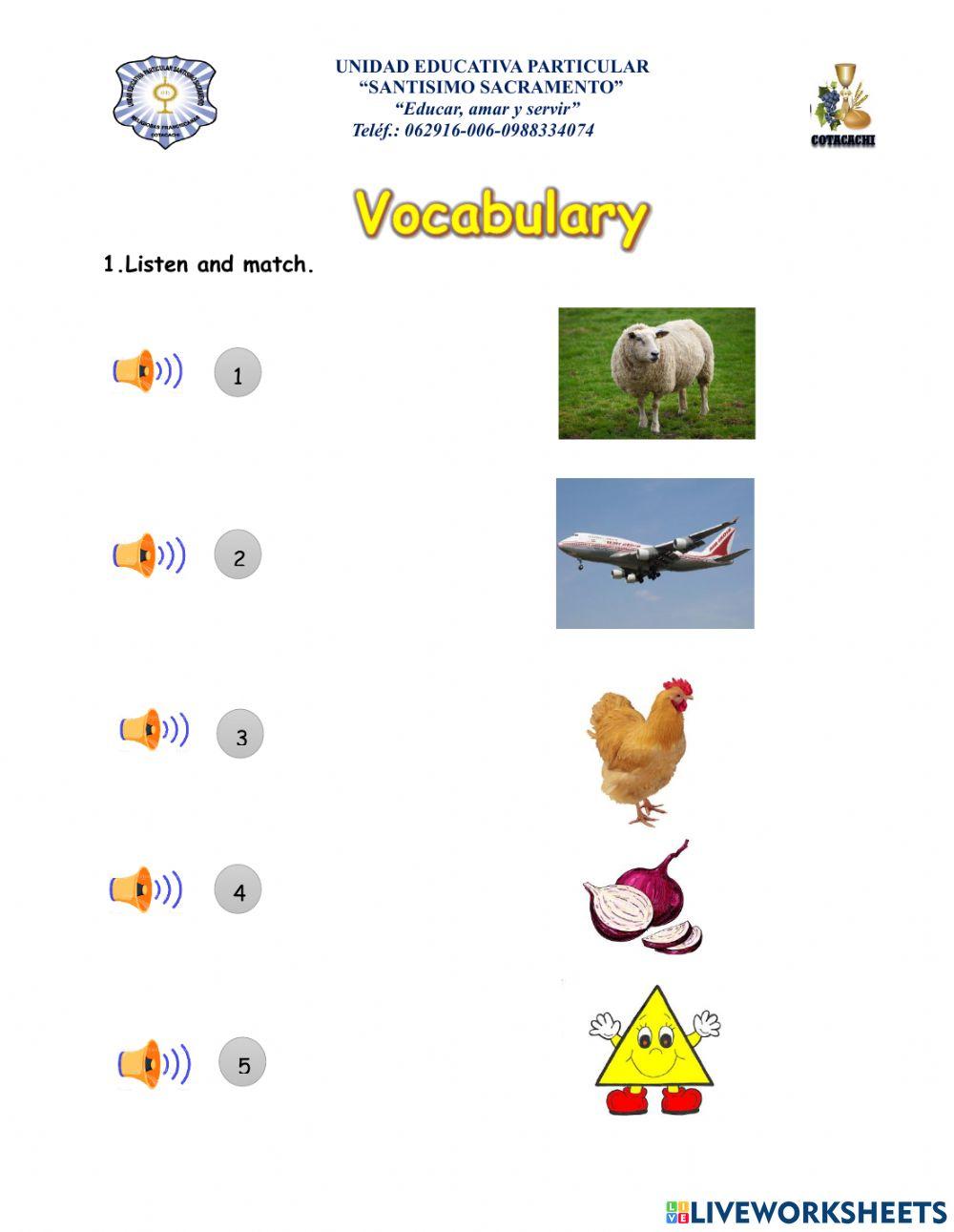Vocabulary online exercise for grade 2 | Live Worksheets