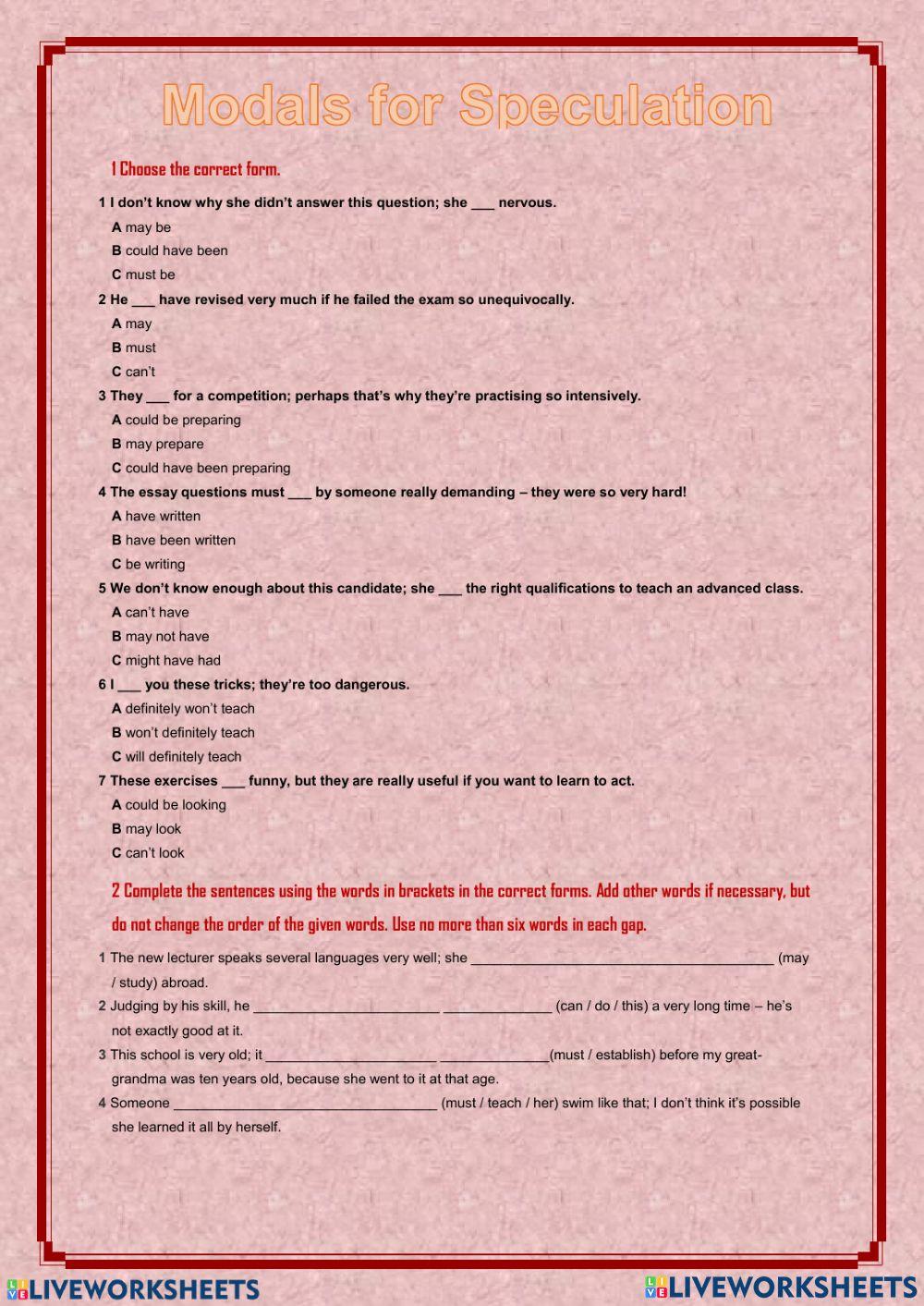 Modals for Speculation