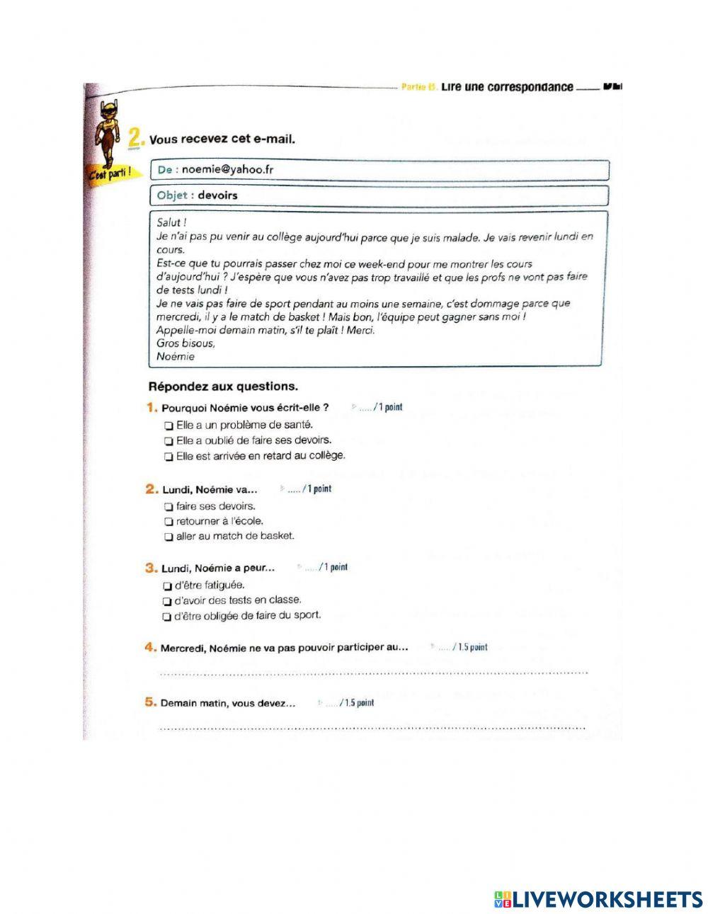 DELF A2 COMPREHENSION ECRITE EXO B