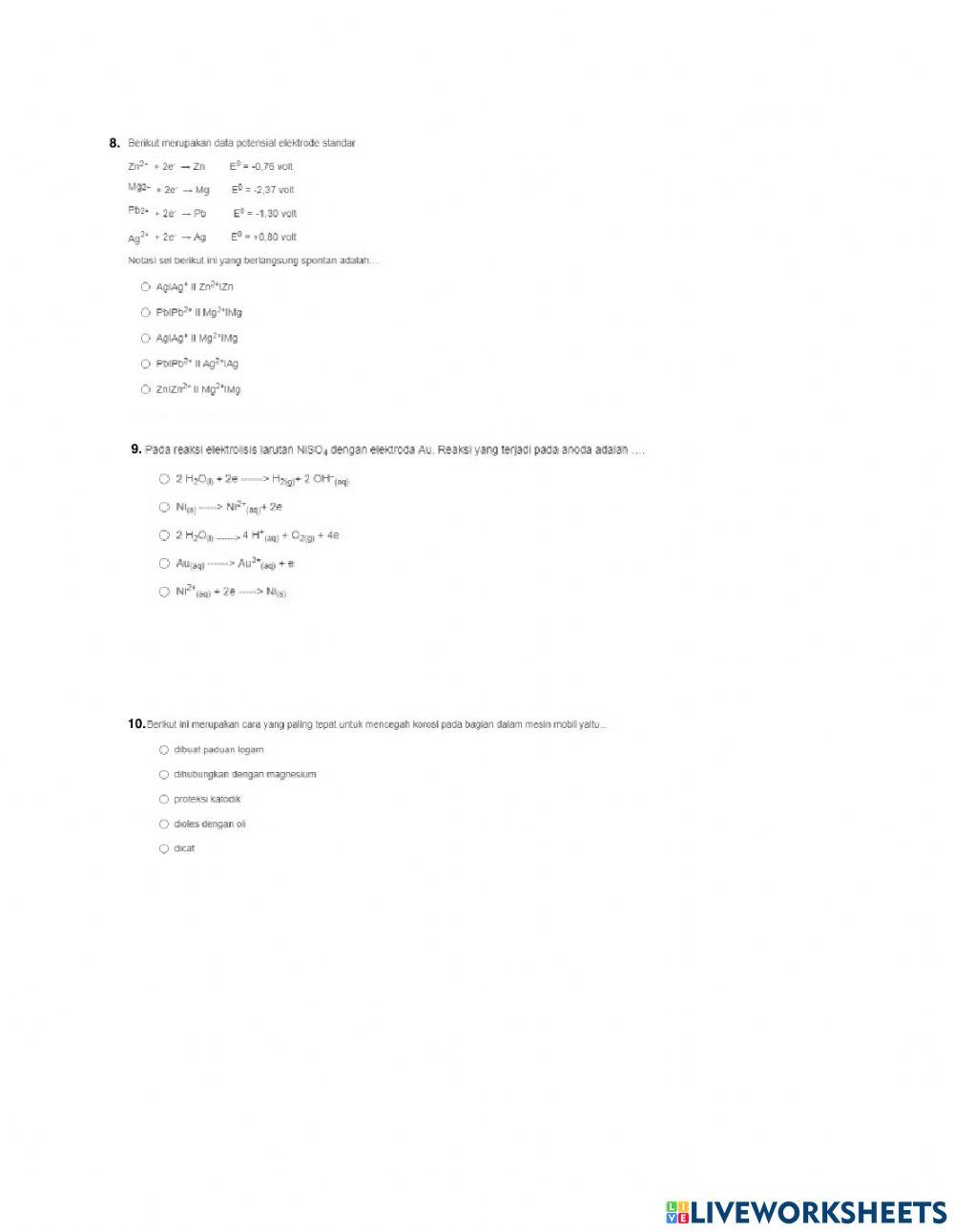 Latihan pts kimia kelas 12