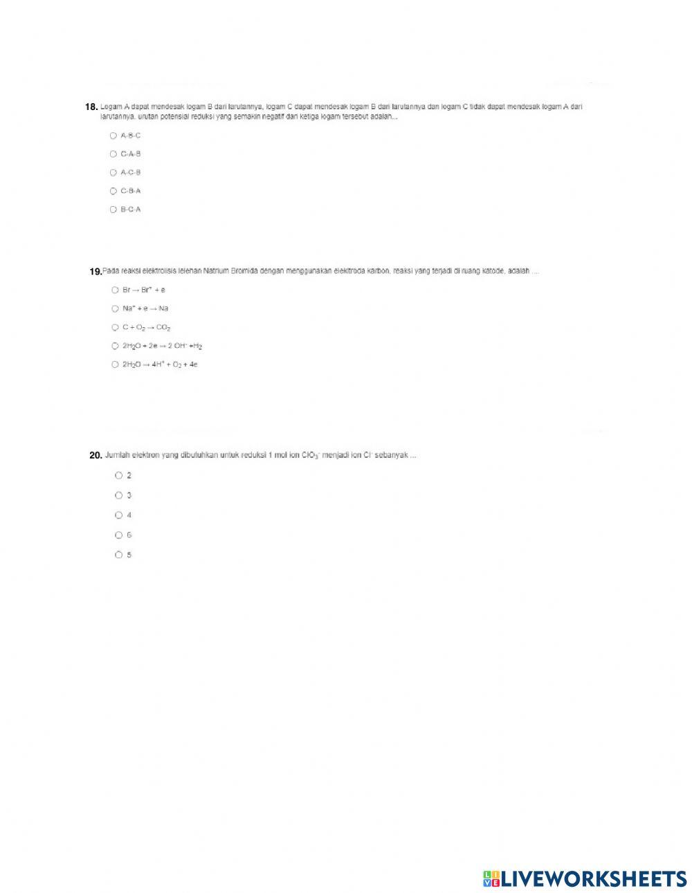 Latihan pts kimia kelas 12