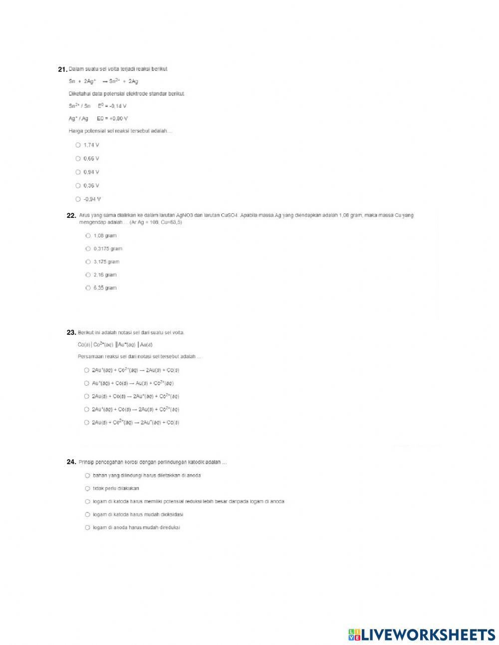 Latihan pts kimia kelas 12
