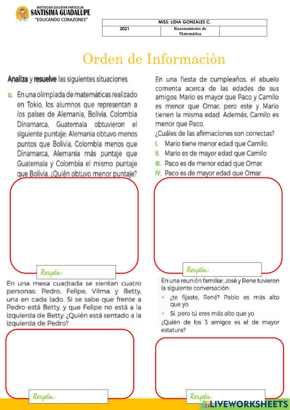 Orden de información II