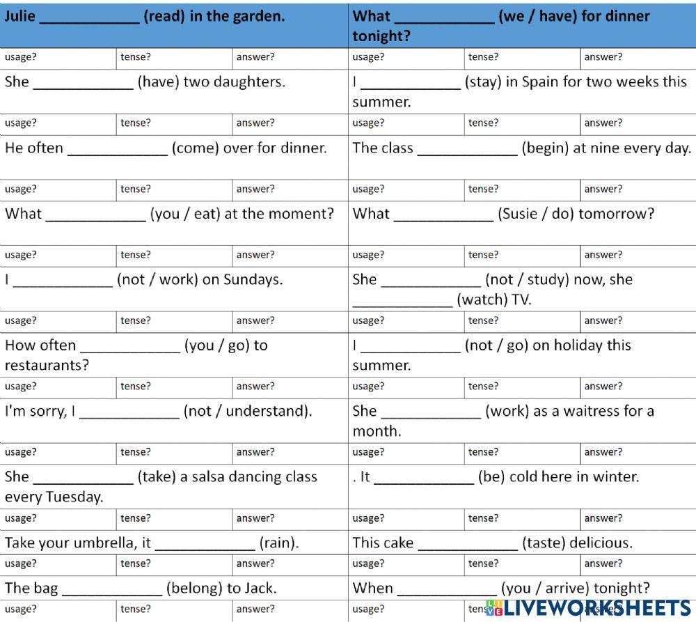 Present simple and present continuous