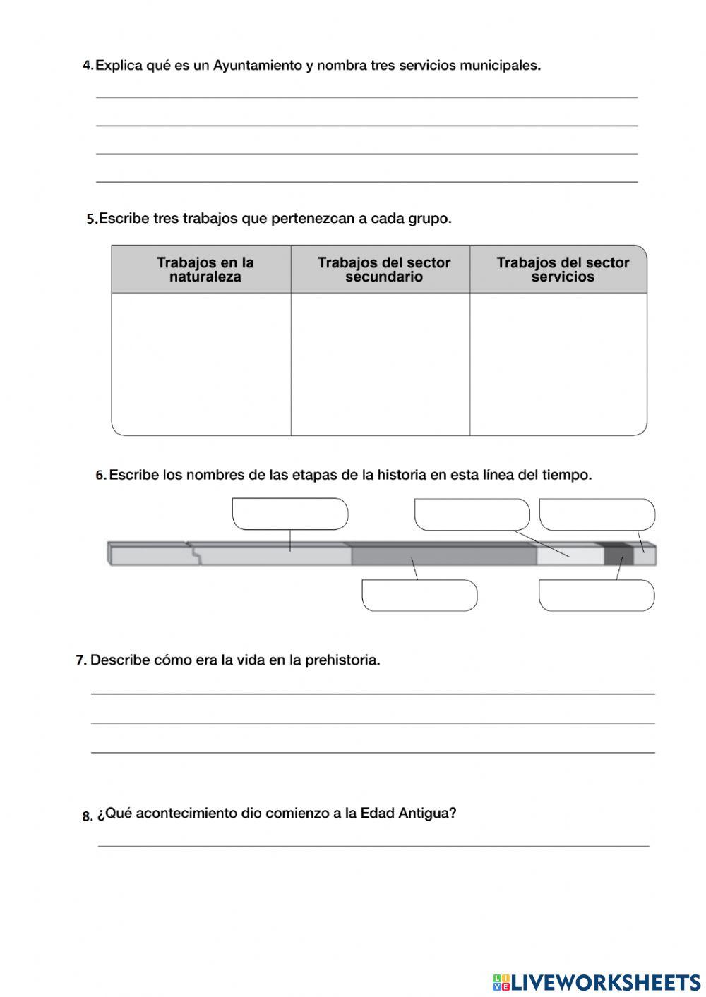 Evaluación inicial Ciencias Sociales 4º
