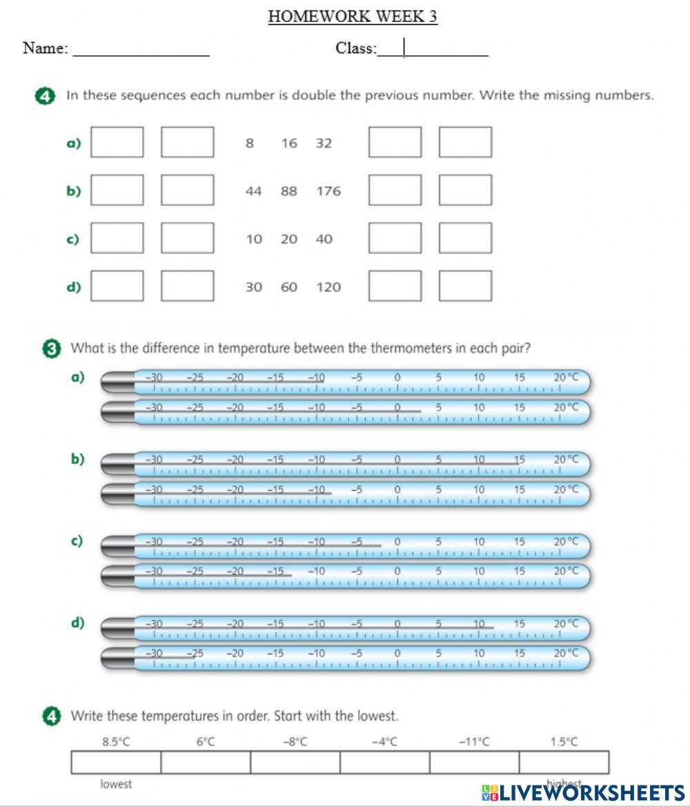 Homework interactive activity for 5 | Live Worksheets