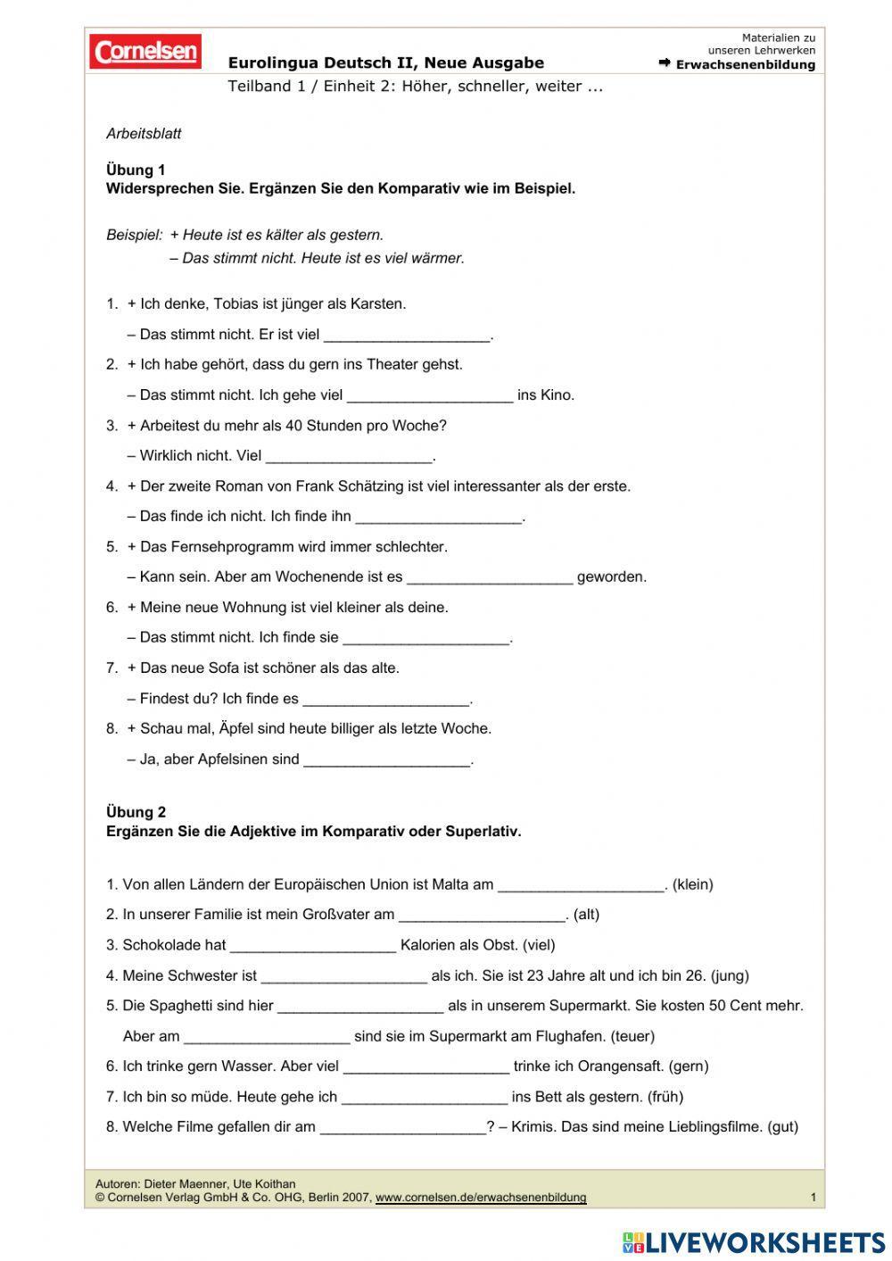 Komparativ und Superlativ