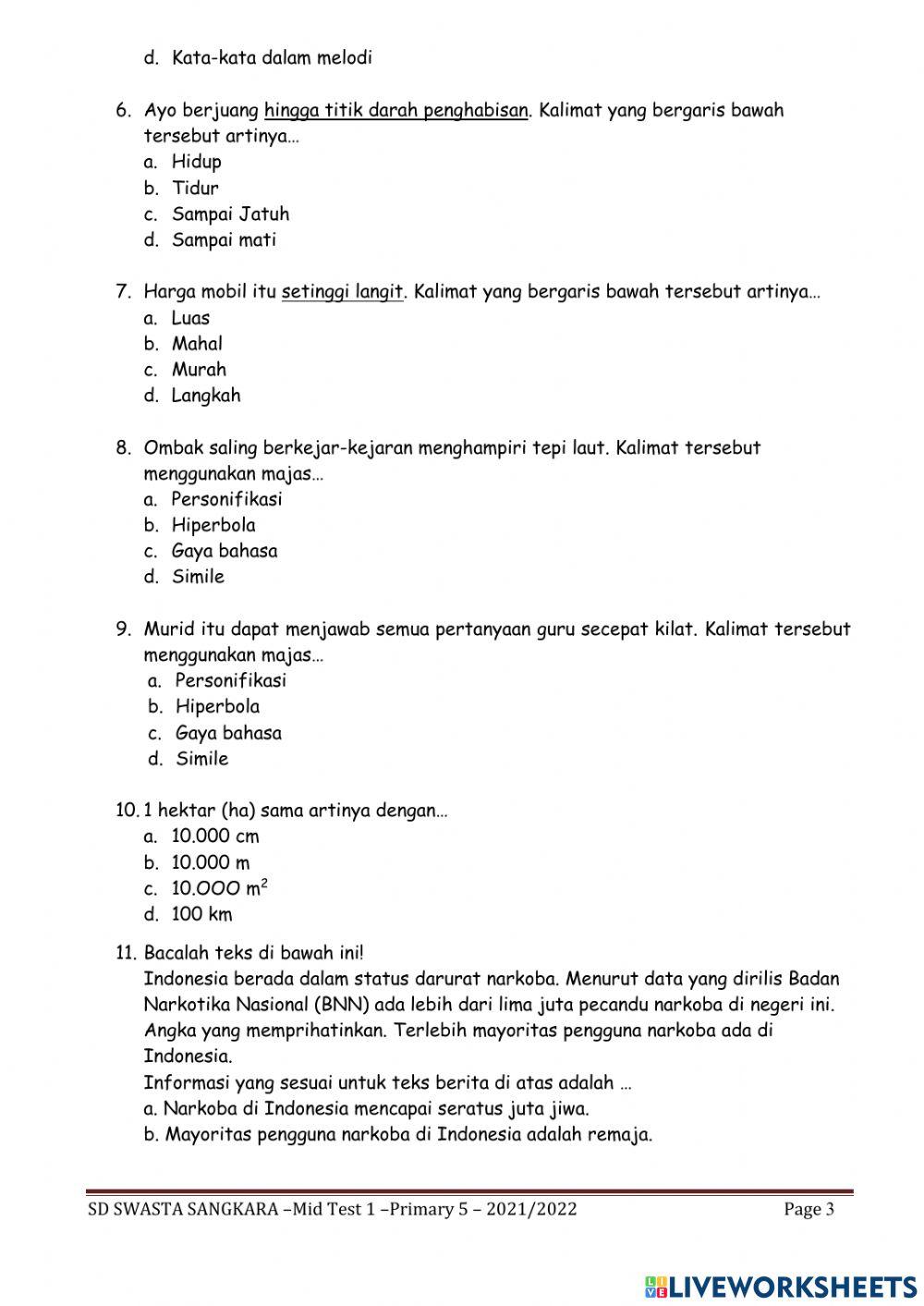 Soal bahasa Indonesia