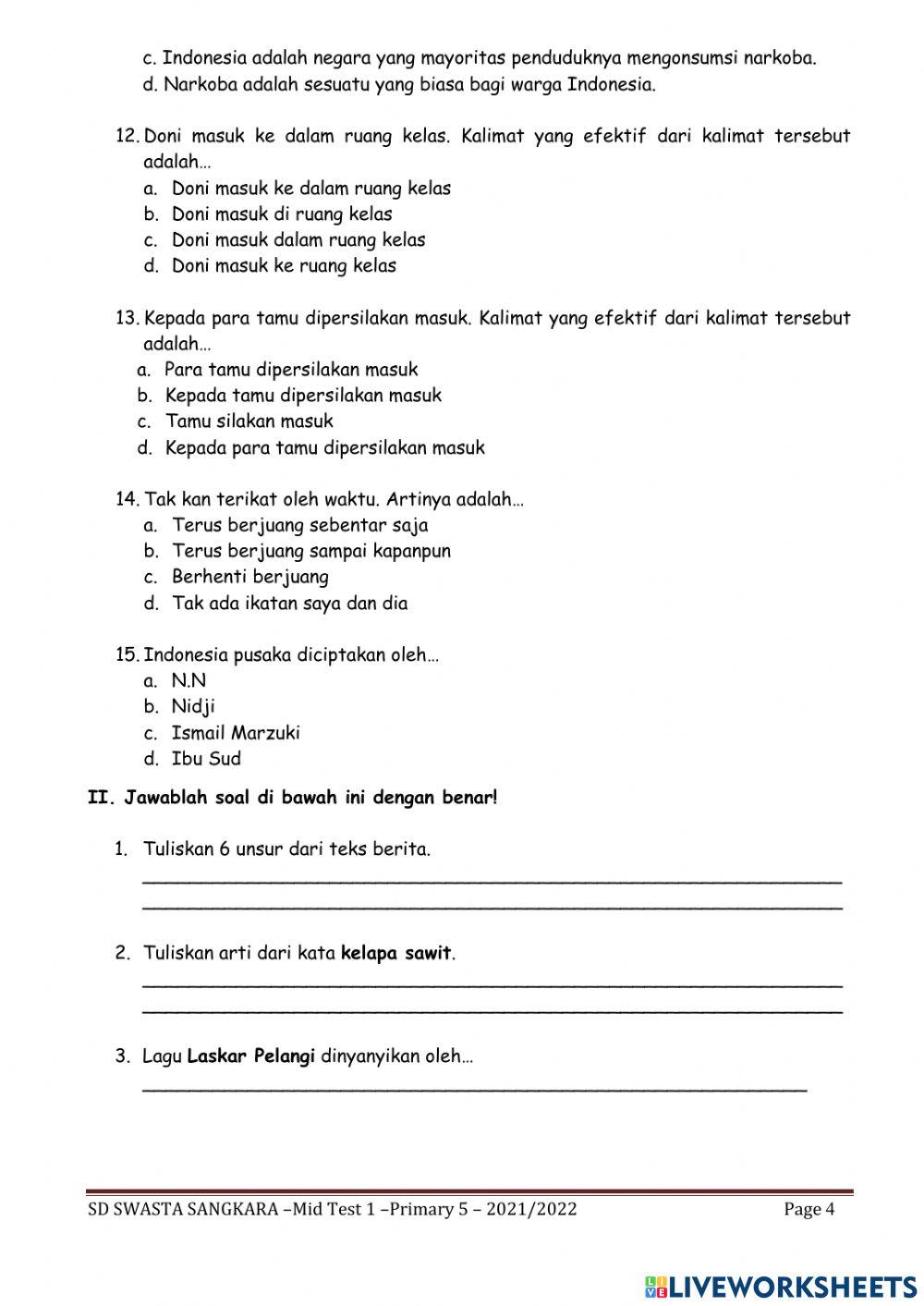 Soal bahasa Indonesia