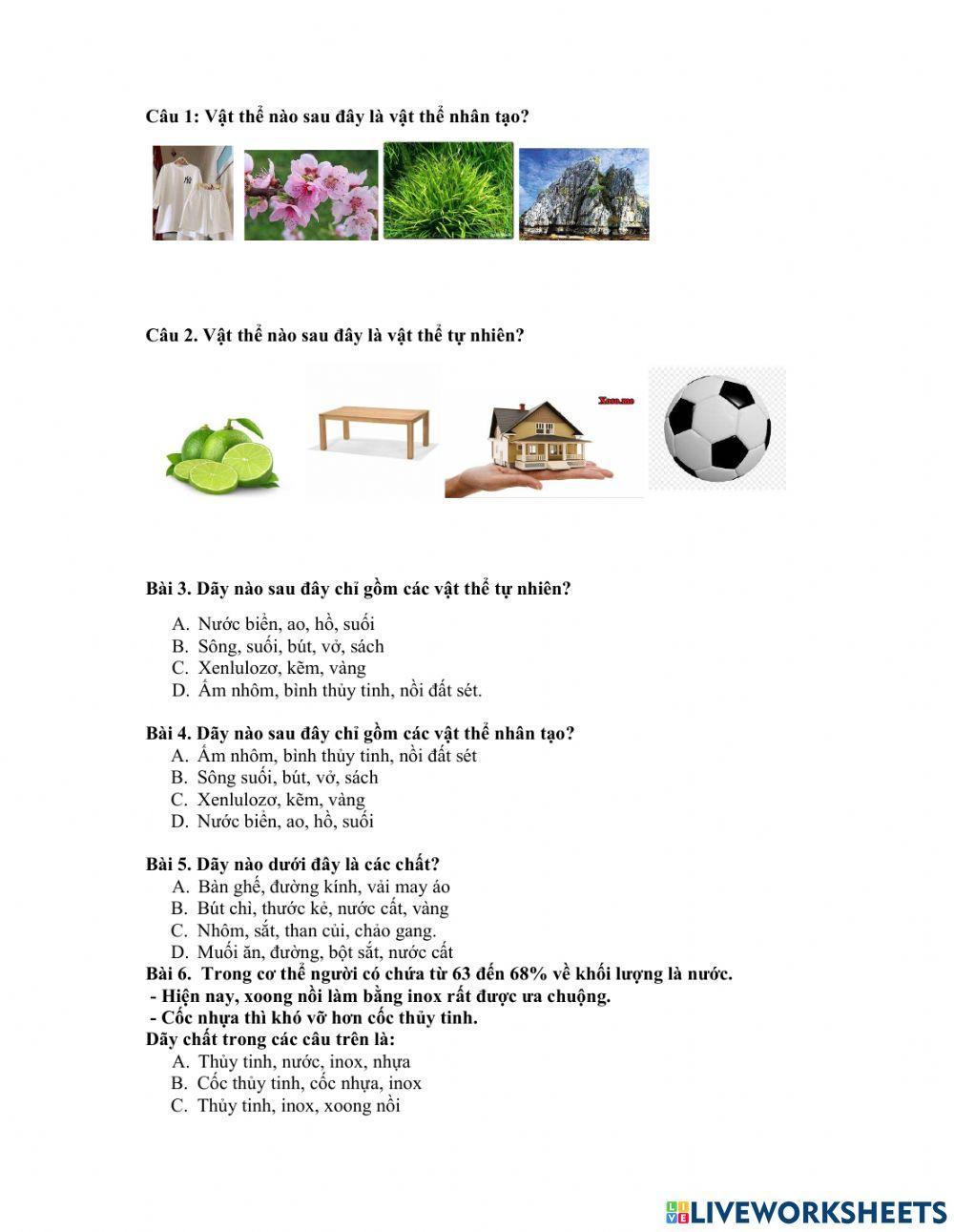 Phiếu bài tập 1 - Hóa học 8