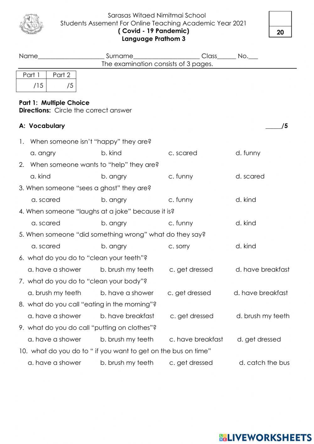Sarasas Term 1 language Finals