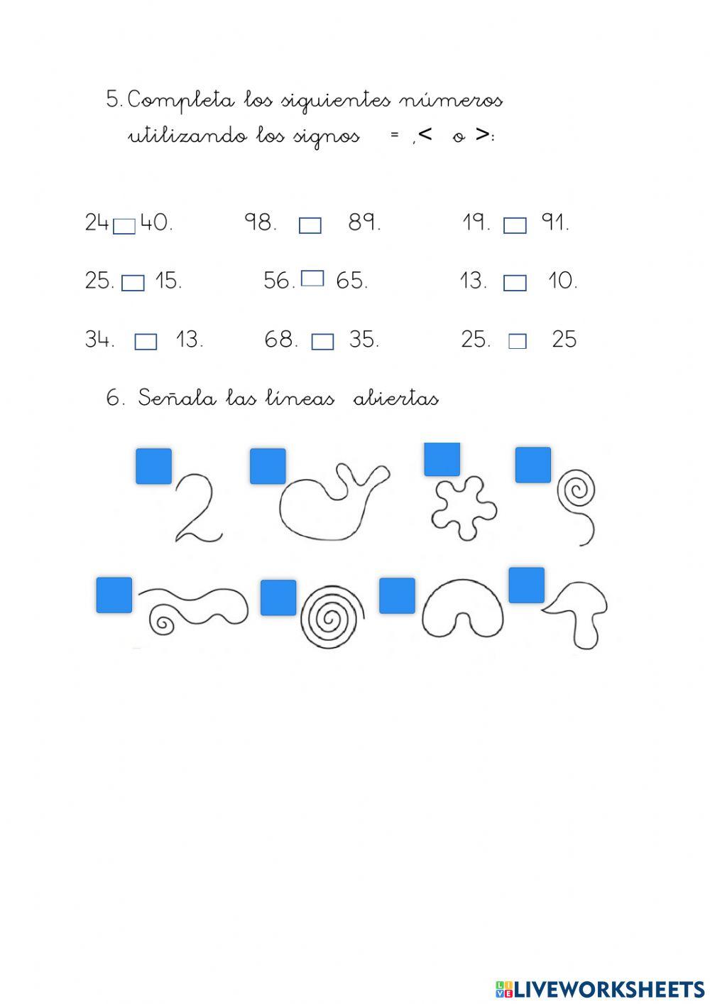 1º primaria mates prueba inicial