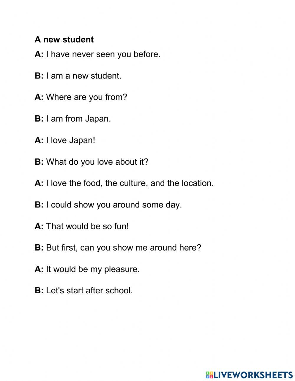 Speaking exercise 18th sept