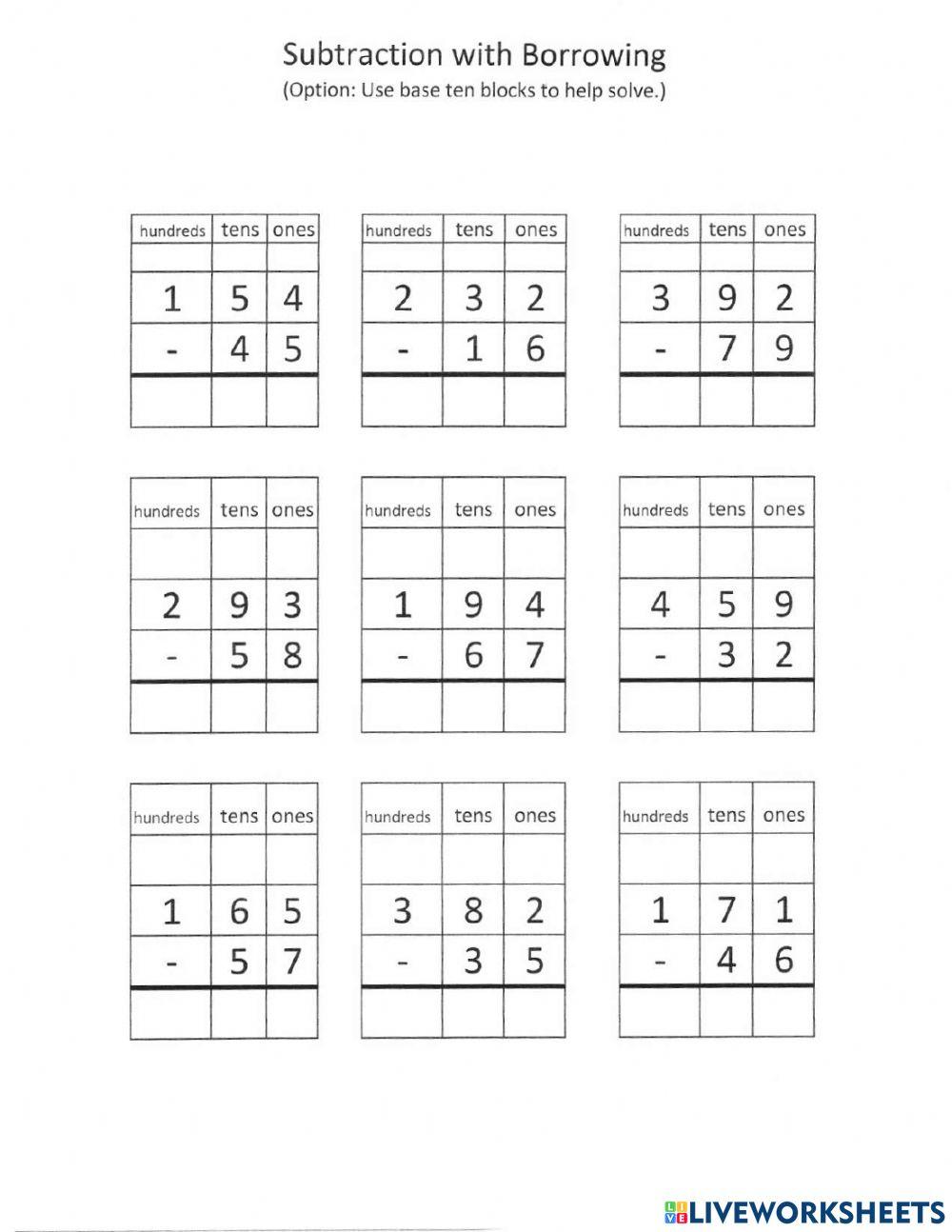 Subtraction with Regrouping