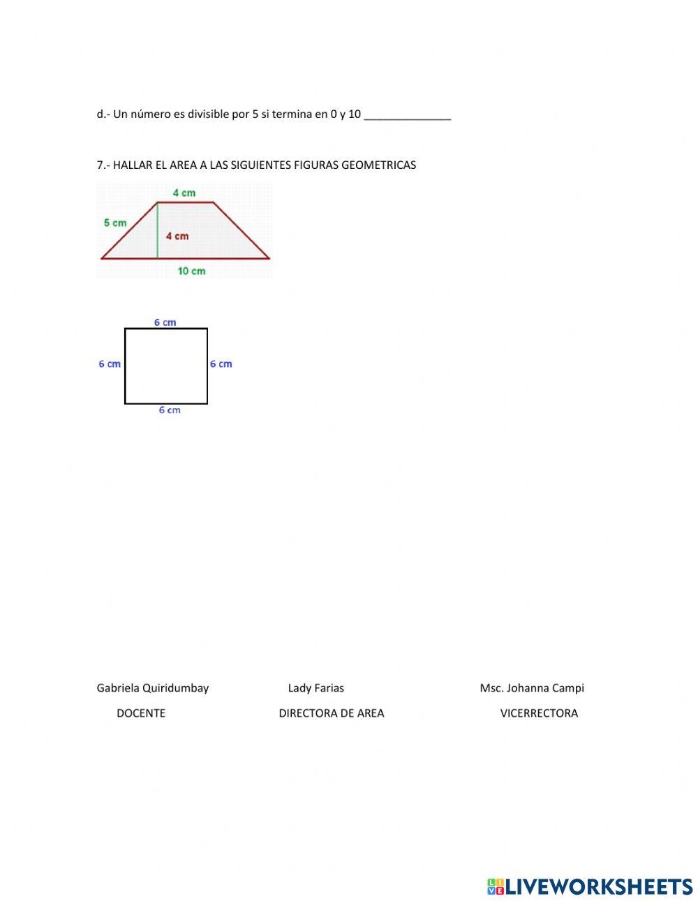 Examen del I Quimestre