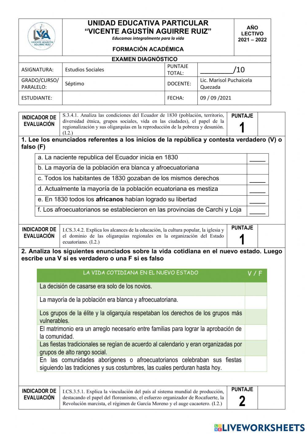 Diagnóstico Séptimo