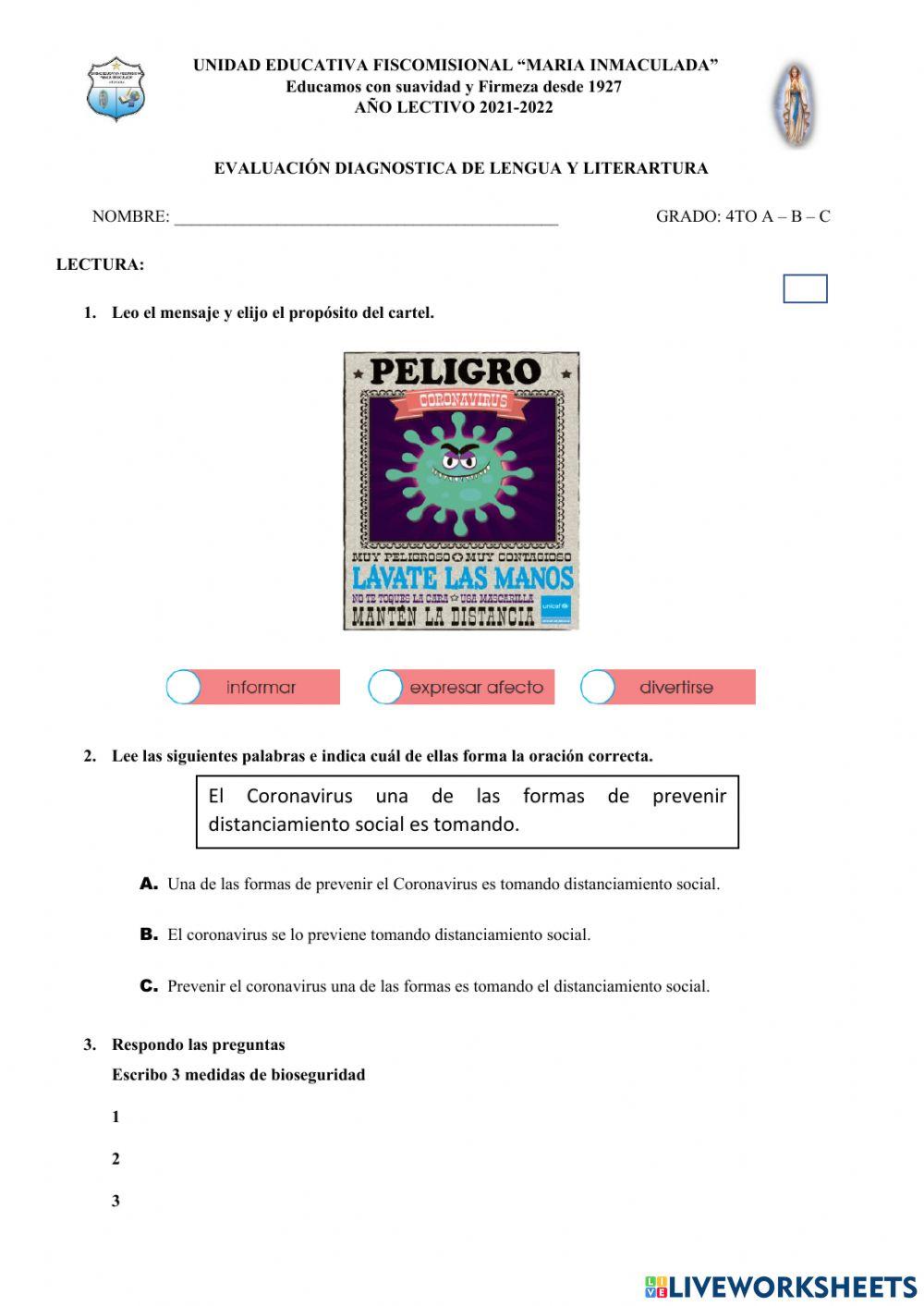 Diagnostico de la lectura