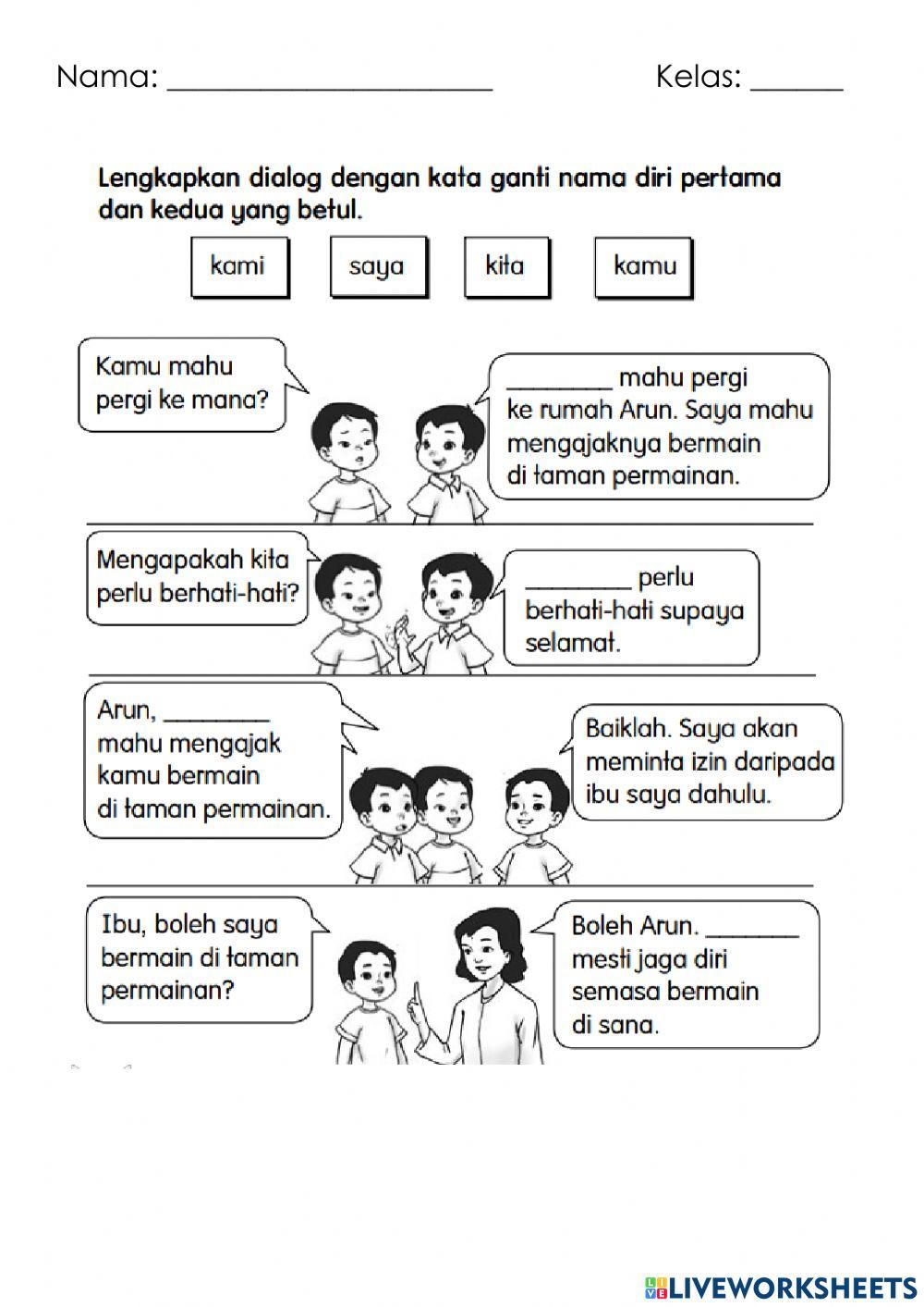 Latihan Kata Ganti Nama Diri Pertama & Kedua