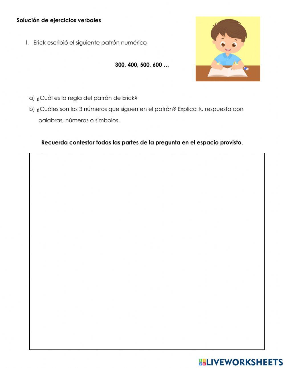 Números cardinales y patrones Números cardinales y patrones