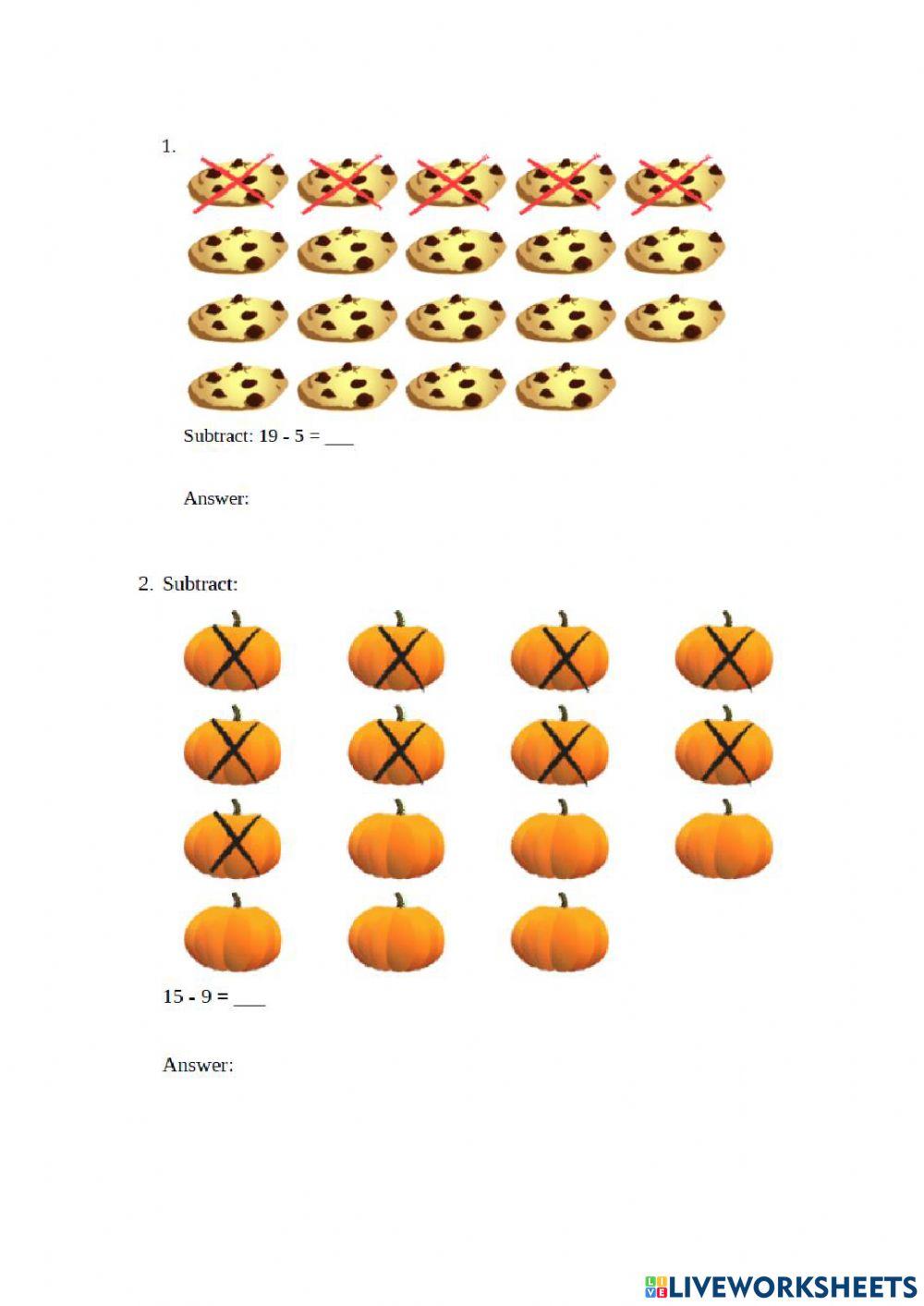 Subtracting by Crossing Out with Pictures