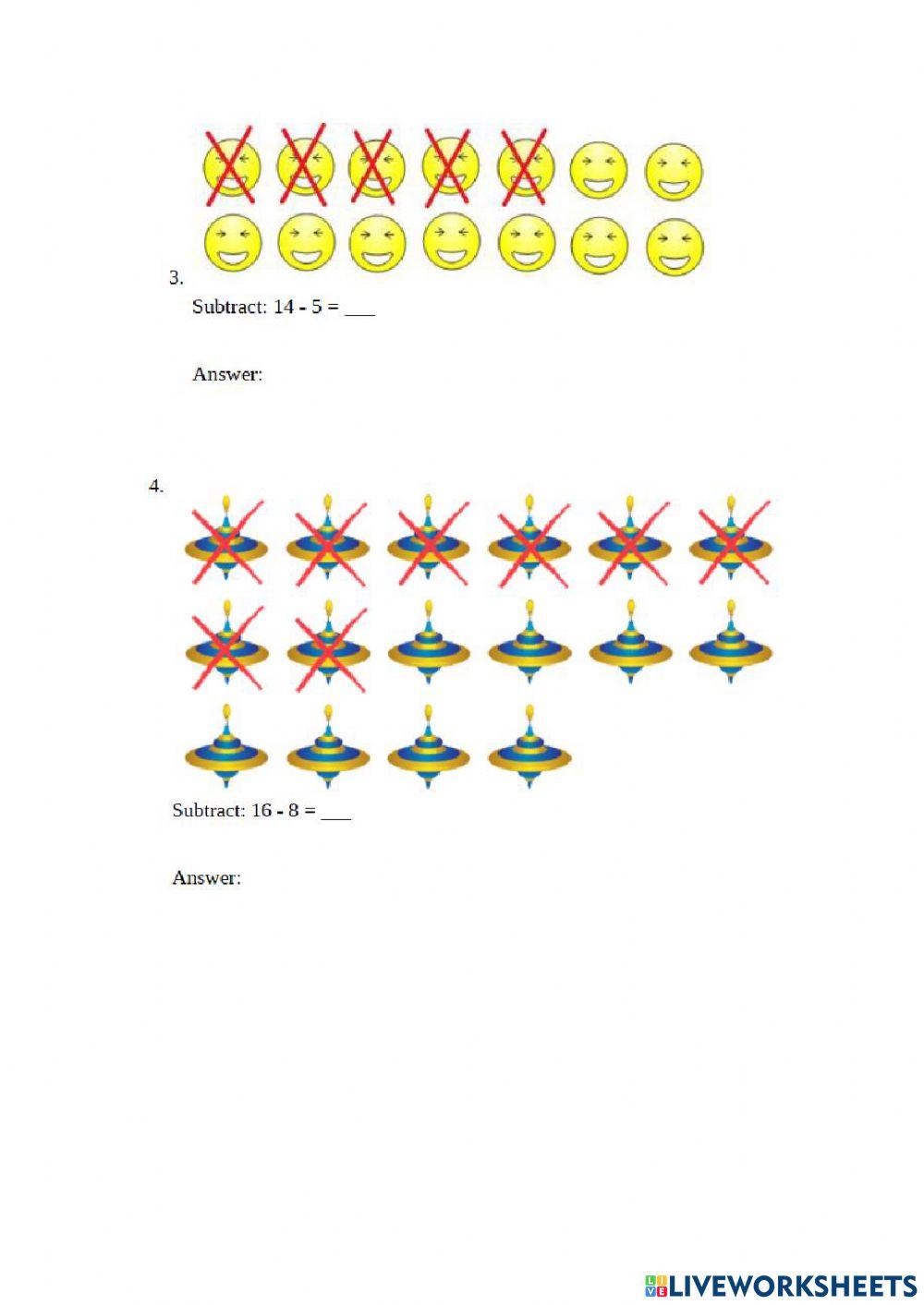 Subtracting by Crossing Out with Pictures
