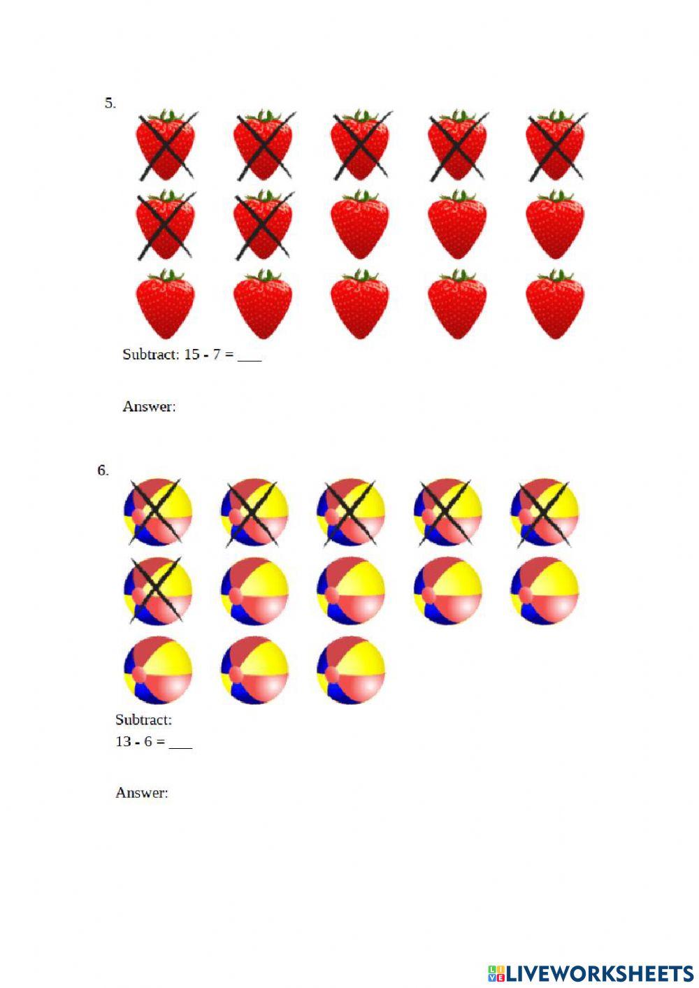 Subtracting by Crossing Out with Pictures