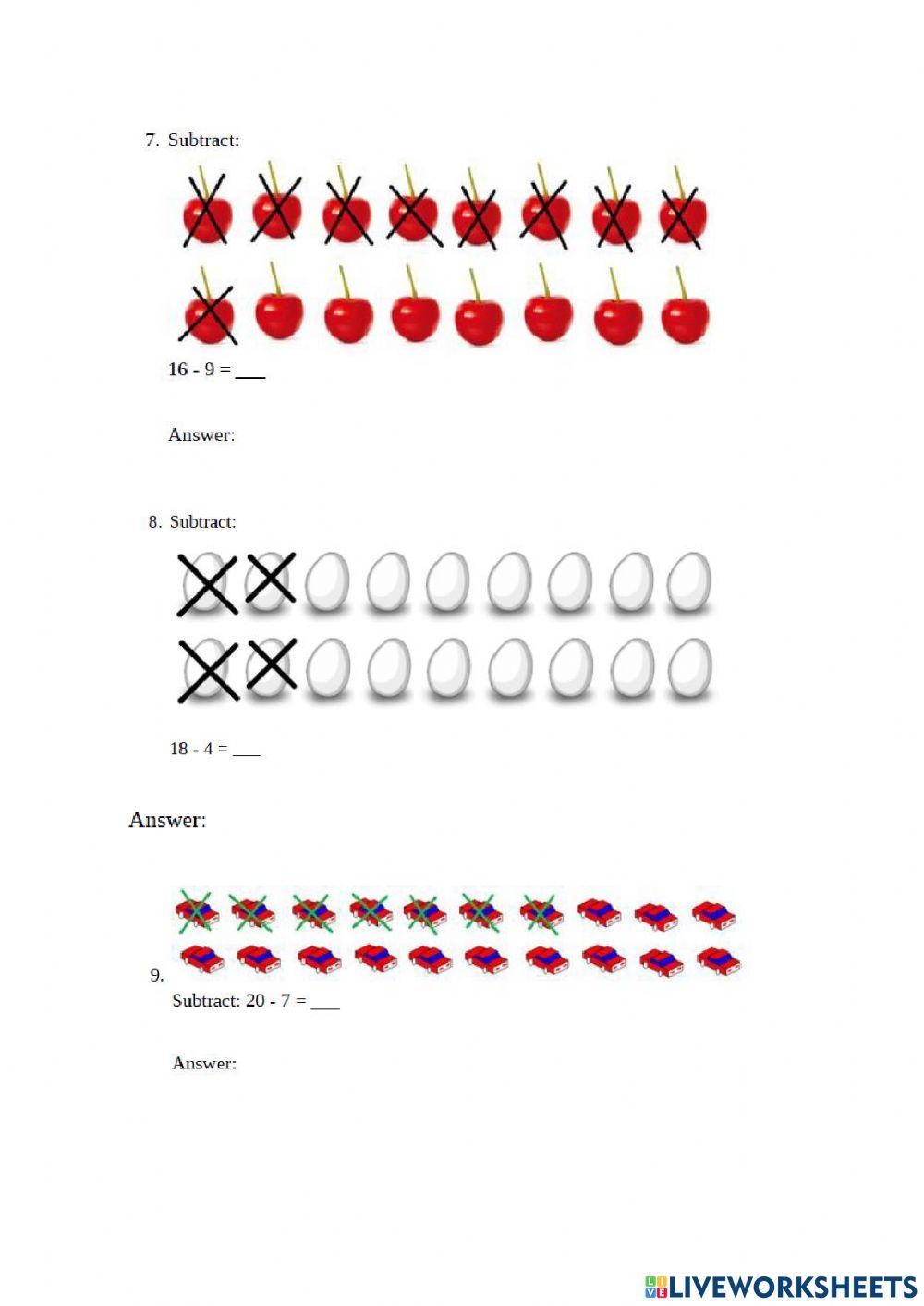 Subtracting by Crossing Out with Pictures